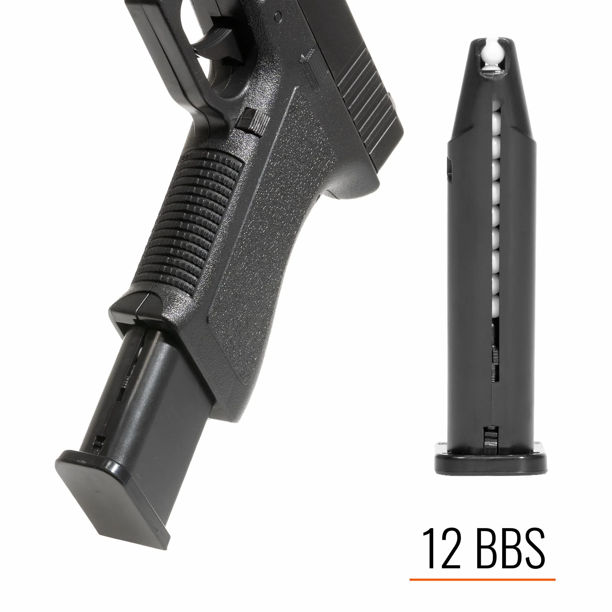 Pistola Softair a Molla replica Glock 17, 0,9 Joule, plastica, colpo singolo, 1000 pallini
