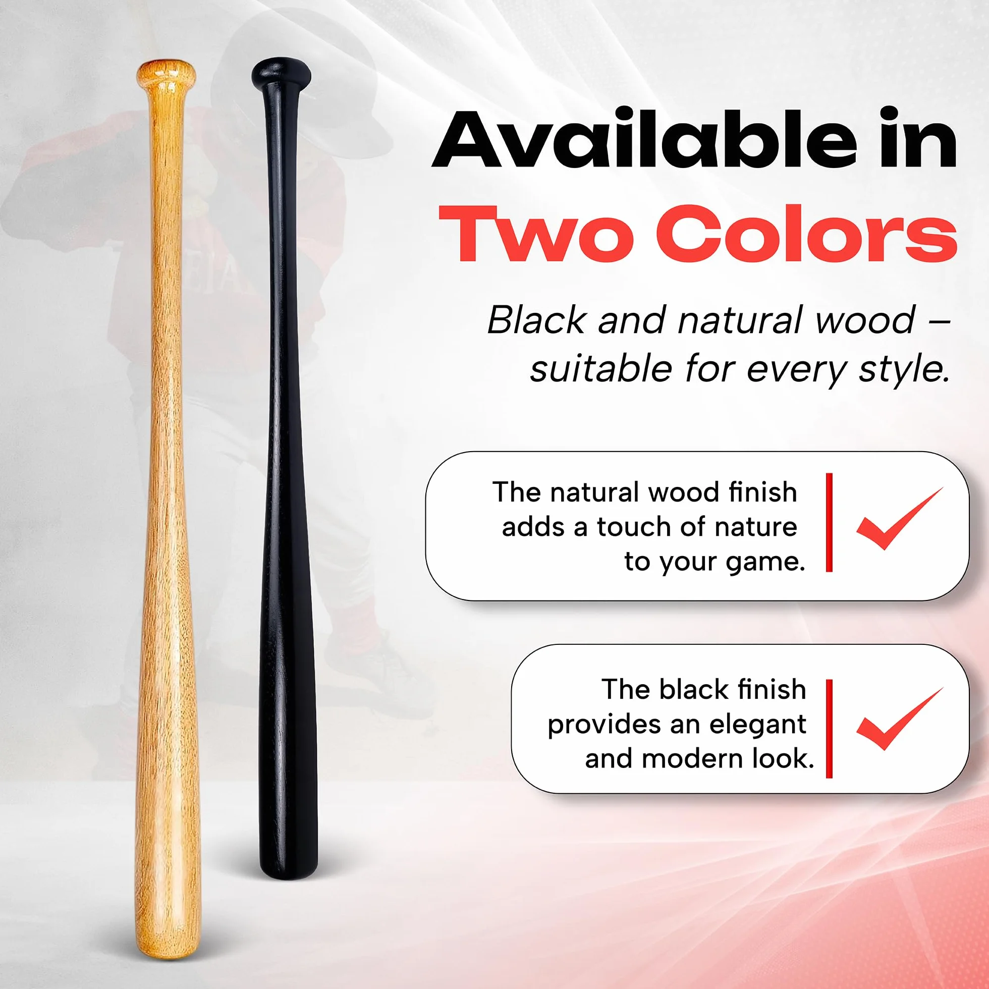 Mazza da baseball Redfield legno solido 76 cm 30 pollici naturale nero