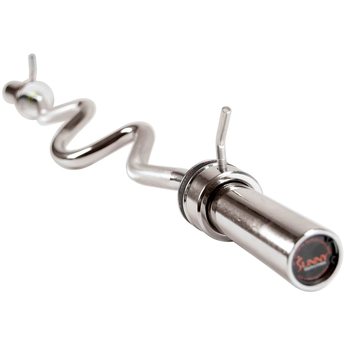 'Sunny Health & Fitness 48'' Olympic Super Curl Bar with Ring Collars Strength Training Bar for Traps, Deadlifts, Squats and More - OB-48'
