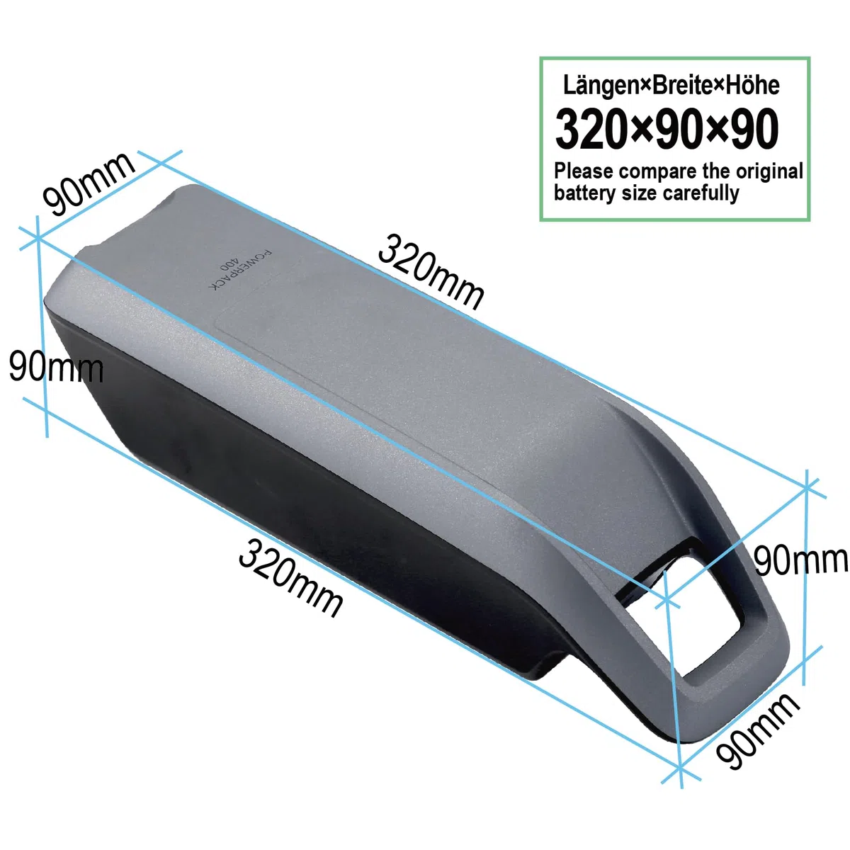 Batteria di ricambio per Bosch PowerPack 400 Frame Smart System E-Bike, 36 V, 12 Ah, agli ioni di litio