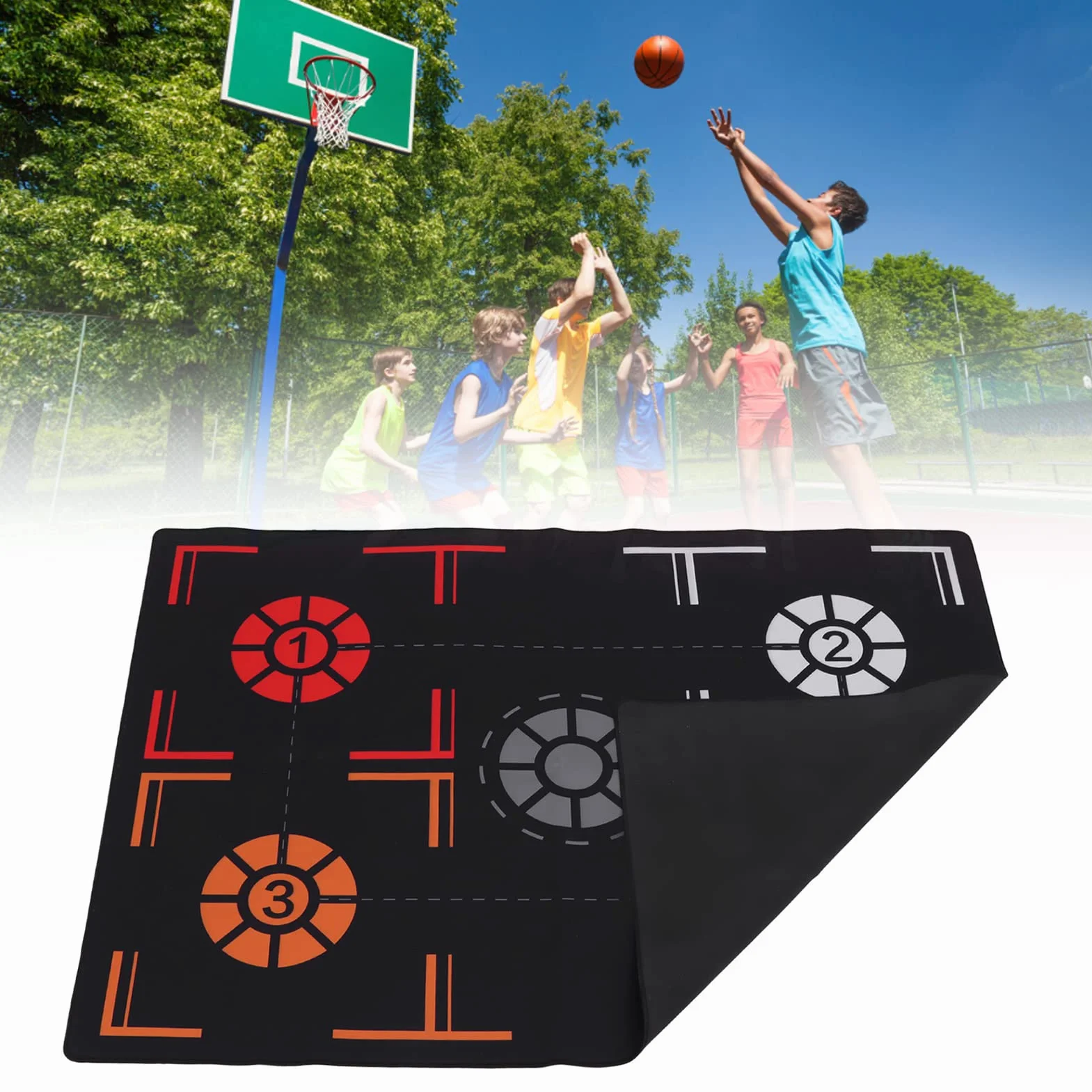 Tappetino da Allenamento per Pallacanestro in Gomma Nera 2 mm Muto per Bambini