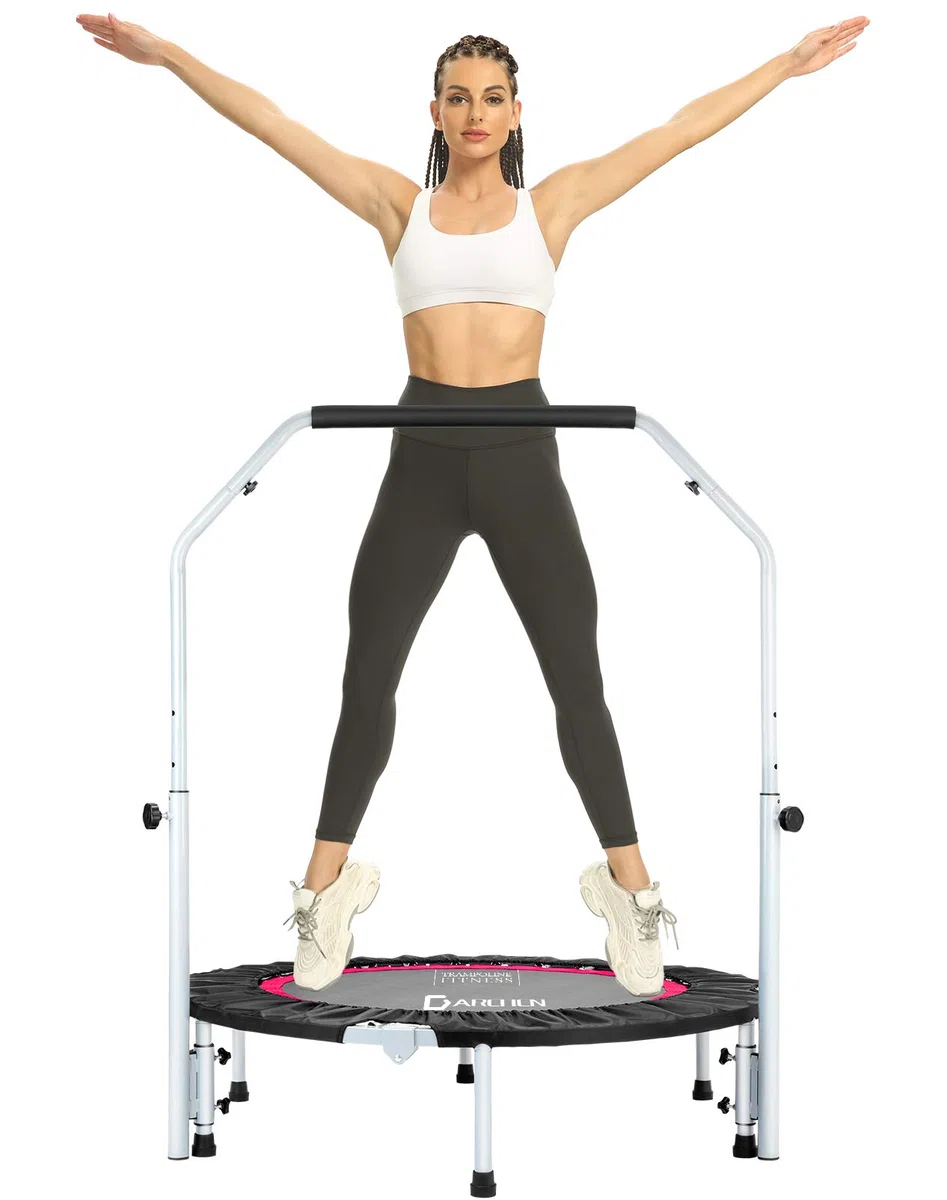 DARCHEN Mini trampolino Rebounder da 200 kg per adulti, piccolo trampolino per interni, per esercizi, allenamento, fitness, design migliorato, trampolino con molle per un rimbalzo più sicuro e
