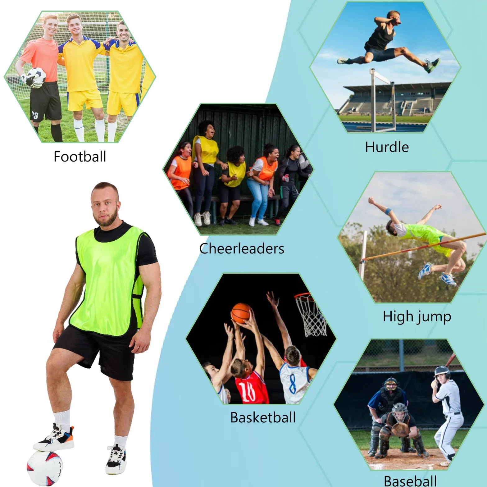 PORFOYO Calcio Pettorine Riutilizzabili 12 Pezzi Gilet Da Allenamento Verde