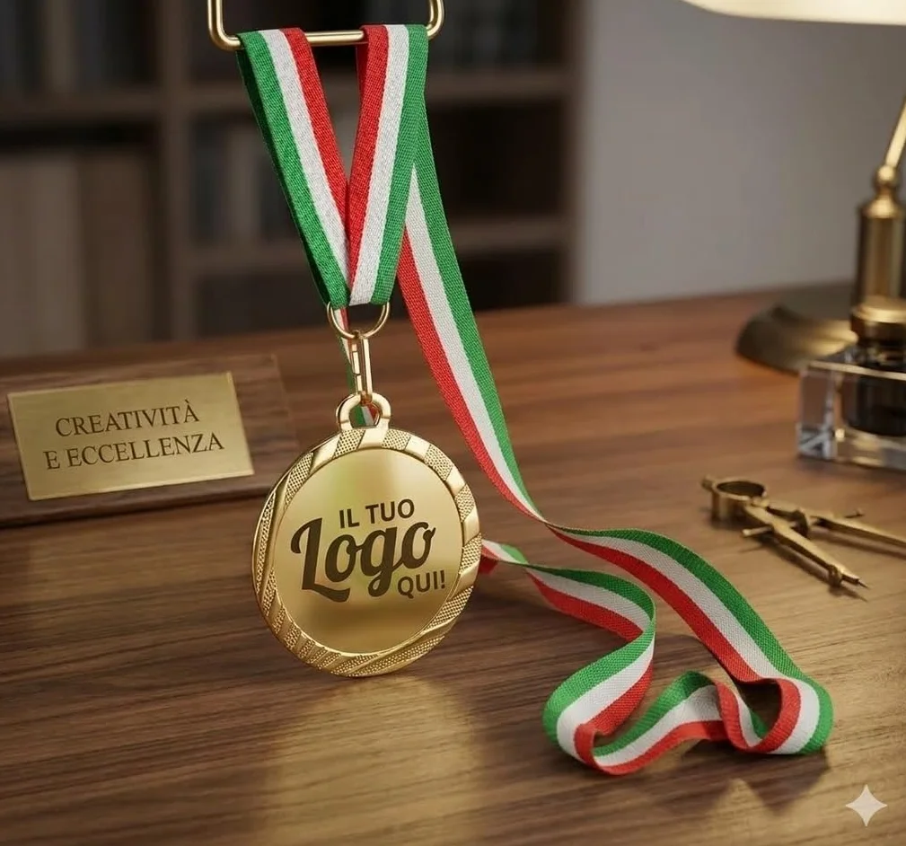 Medaglie Premiazioni Personalizzate con Logo, Immagine e Testo - Superficie Placcata, Incisione Laser (10 Pezzi)