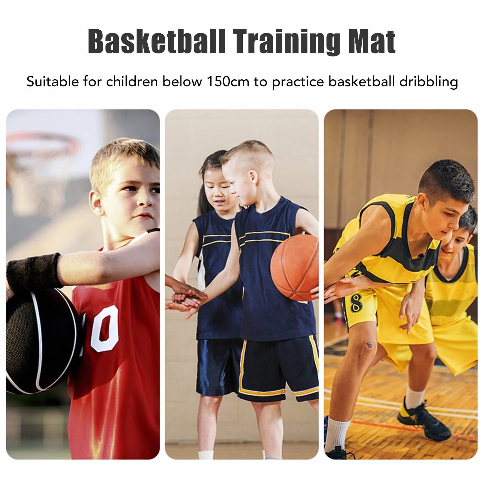 Tappetino da Allenamento per Pallacanestro in Gomma Nera 2 mm Muto per Bambini