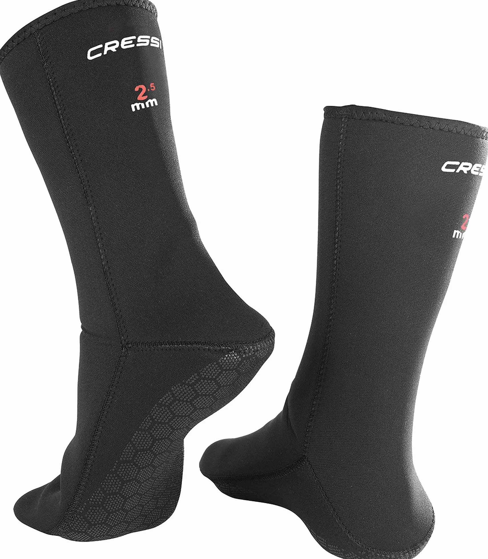 Cressi Orata Socks 2.5mm - Calzari Antiscivolo per Apnea e Immersioni, Neoprene 2.5 mm, Nero, Unisex Adulto