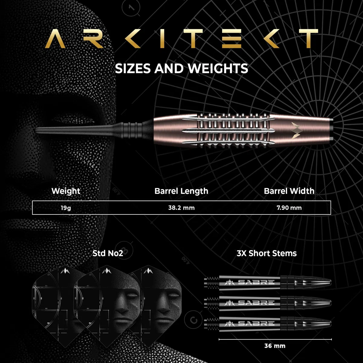 Mission Darts | Arkitekt | Freccette a punta morbida | 90% tungsteno | bronzo silice PVD | 19 g