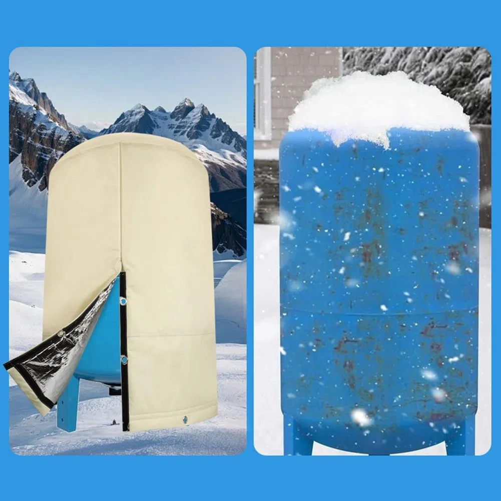 FUBESK Copertura rotonda per serbatoio a pressione dell'acqua, isolata a 3 strati, protezione invernale dal gelo, resistente alle intemperie, per serbatoi da pozzo all'aperto, 72 x 163 cm