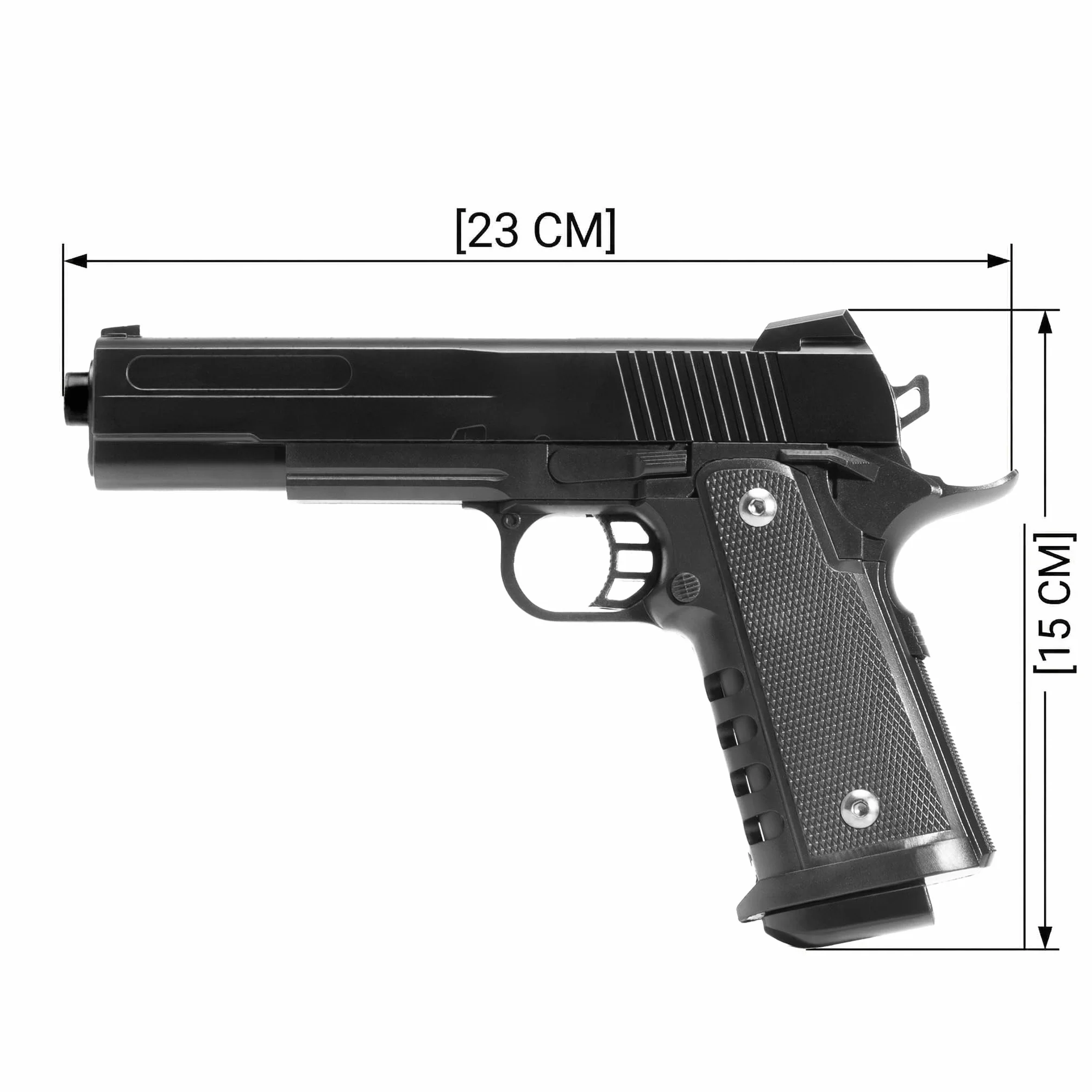 Pistola softair a molla Vigor V304 0,9 Joule 12 colpi 235x155x33mm 360g bundle 1000 pallini 6mm