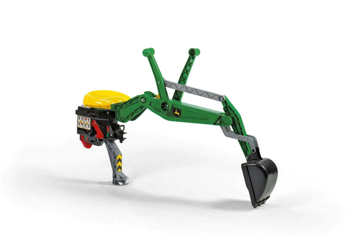 Rolly Toys 409358 - Veicolo a Pedali John Deere, Escavatore Posteriore, con Fermo