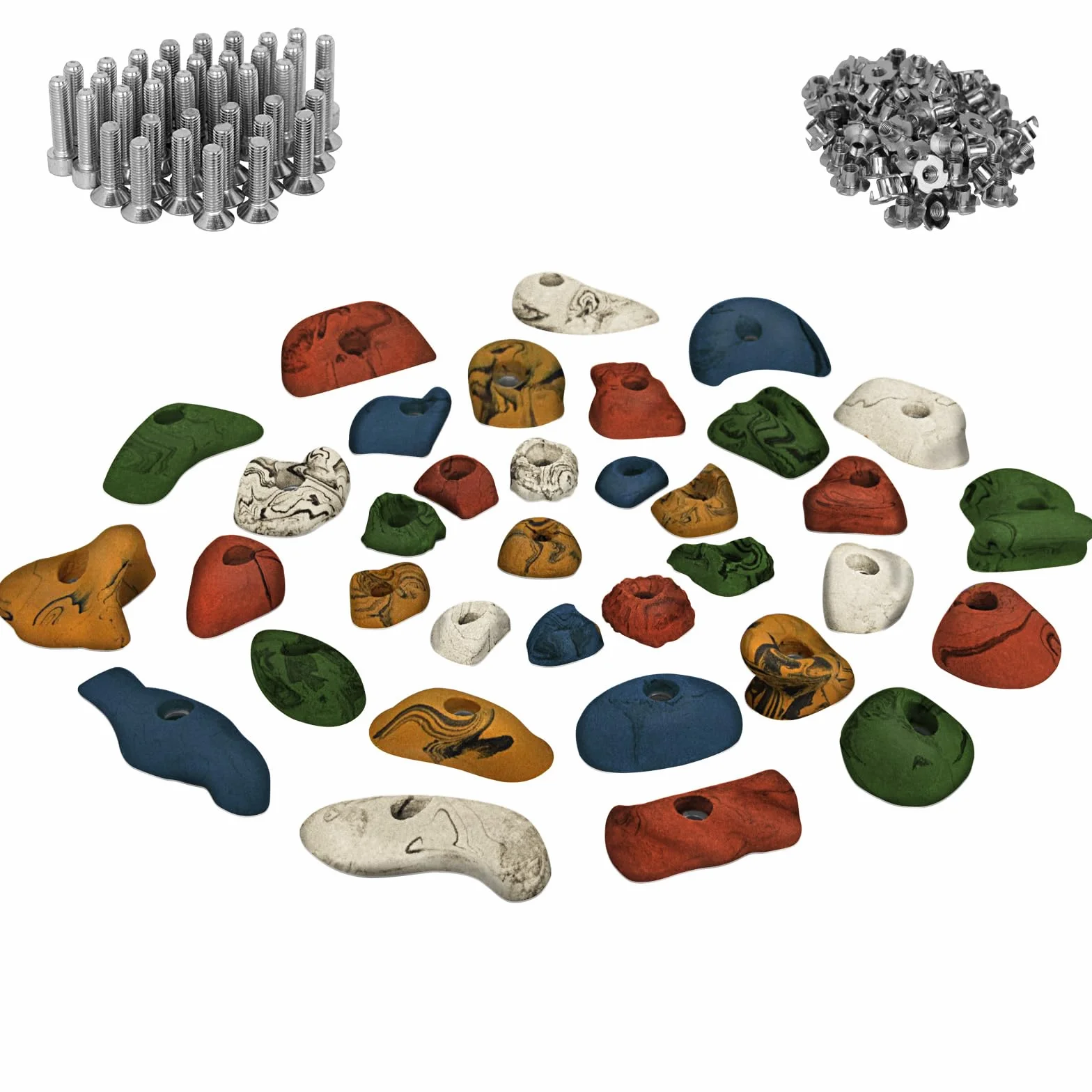 ALPIDEX 35 Prese l'Arrampicata | Incluse Viti, Dadi Autobloccanti | Dimensioni L, M, S | Set Partenza | Superficie Arrampicata 3-5 m² | Set Blocchi Arrampicata