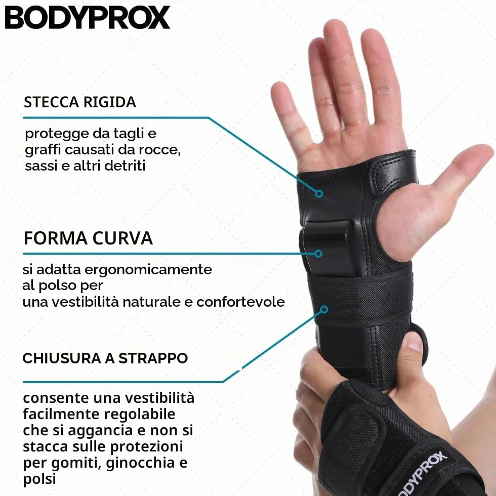 BODYPROX Set di protezioni per ginocchia, gomiti e polsi per pattinaggio