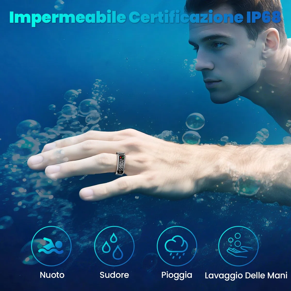 2026 Nuovo Smart Ring , Anello Smart per Uomo, Anello Intelligente uomo con Pantalla, Smartring Health IP68 con iOS e Android, Tracker Fitness/Sonno/Stress/Frequenza Cardiaca/SpO2/HRV (Argento, 8)
