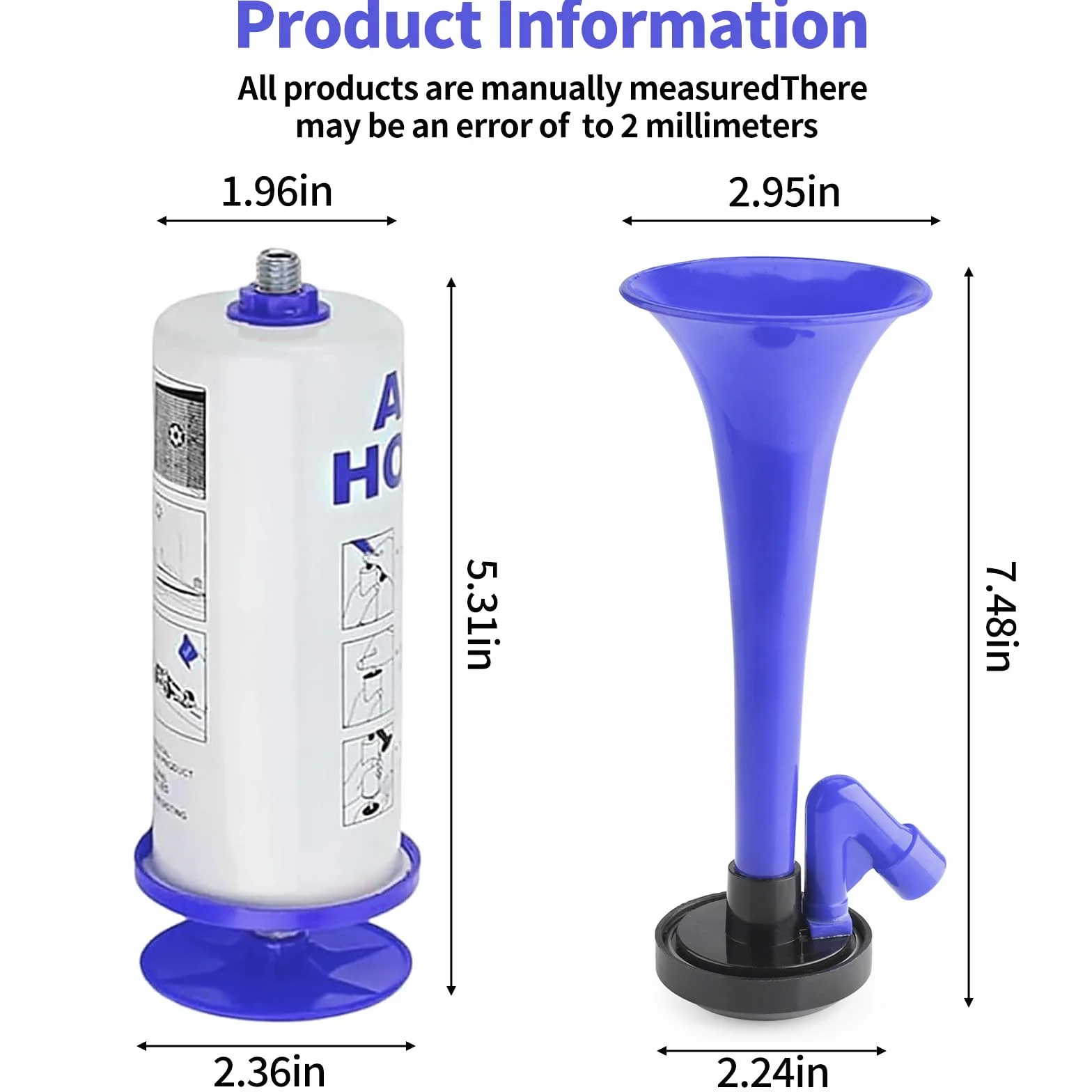 Air Horn Fanfare Horn Metal Compressed Air Tromba 2 Pezzi