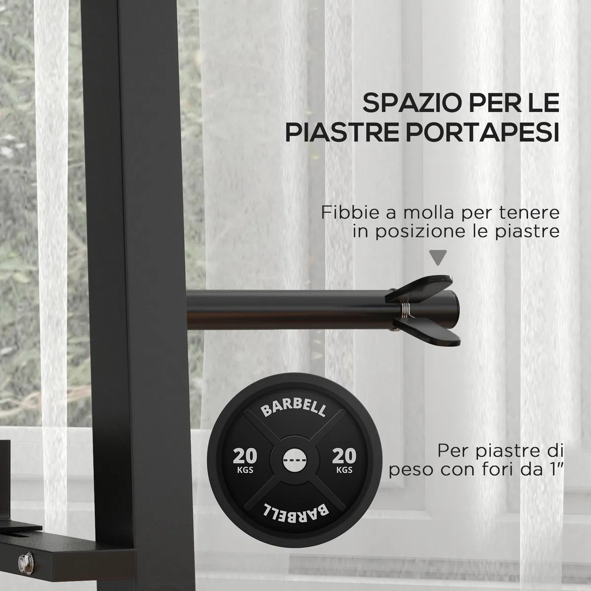 SPORTNOW Rastrelliera per Manubri in Acciaio con 4 Aste a Distanza Regolabile per Pesi, Kettlebell e Bilancieri, 131x75x80 cm, Nero