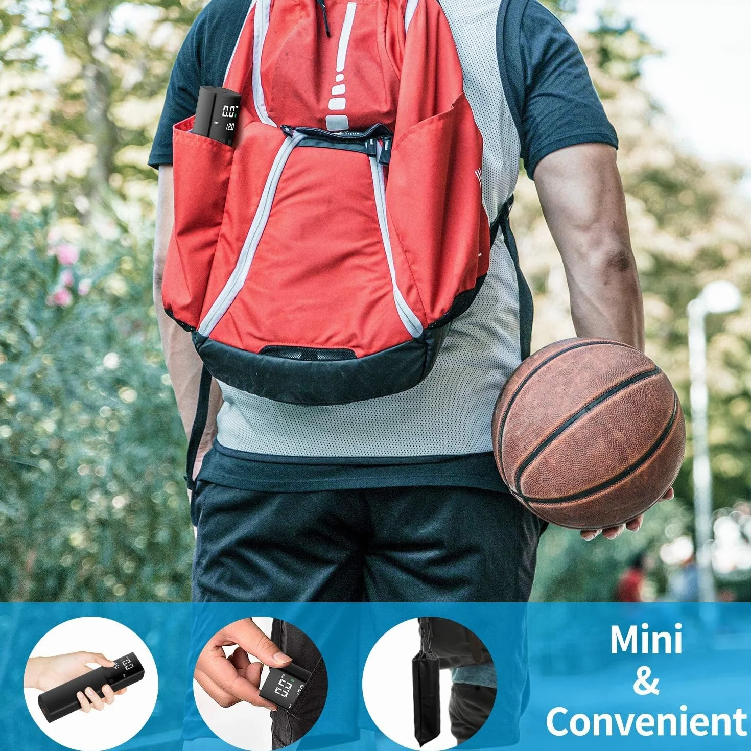 Pompa Elettrica a Sfera Intelligente con Manometro e Display LCD per Calcio, Basket, Pallavolo (2 Aghi, 1 Ugello)