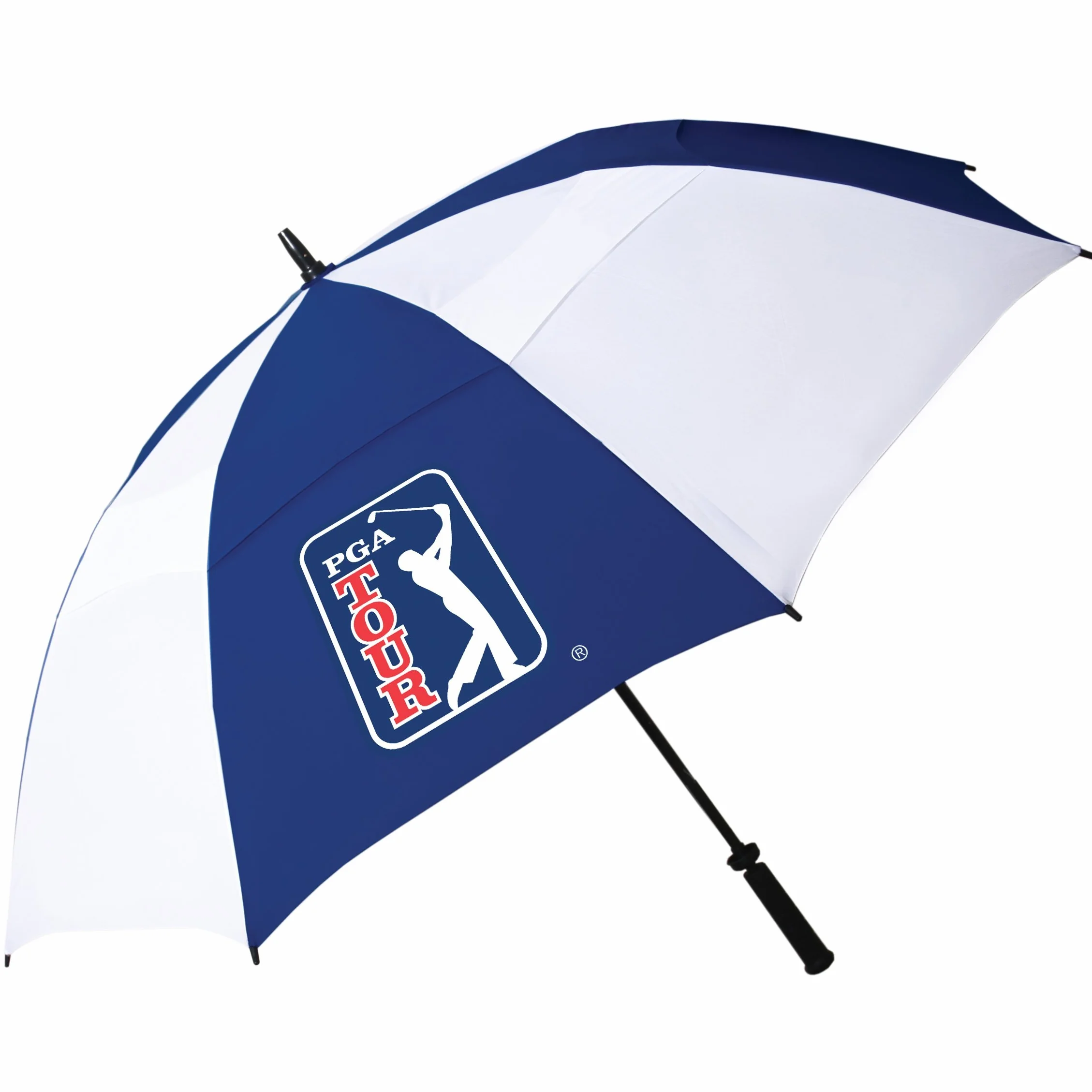 PGA TOUR 62-Inch Golf Umbrella Windproof Double Canopy Auto Open Fibreglass Shaft