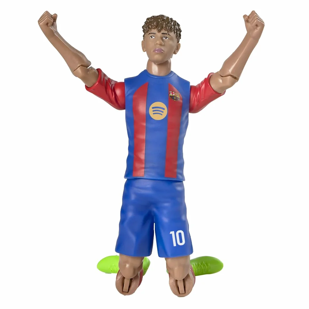 Megableu Statuetta Calcio YAMAL 20 cm Figura Calciatore Realistico Articolato Licenza Ufficiale 10 Punti Articolazione Giocattolo FC Barcellona Idea Regalo