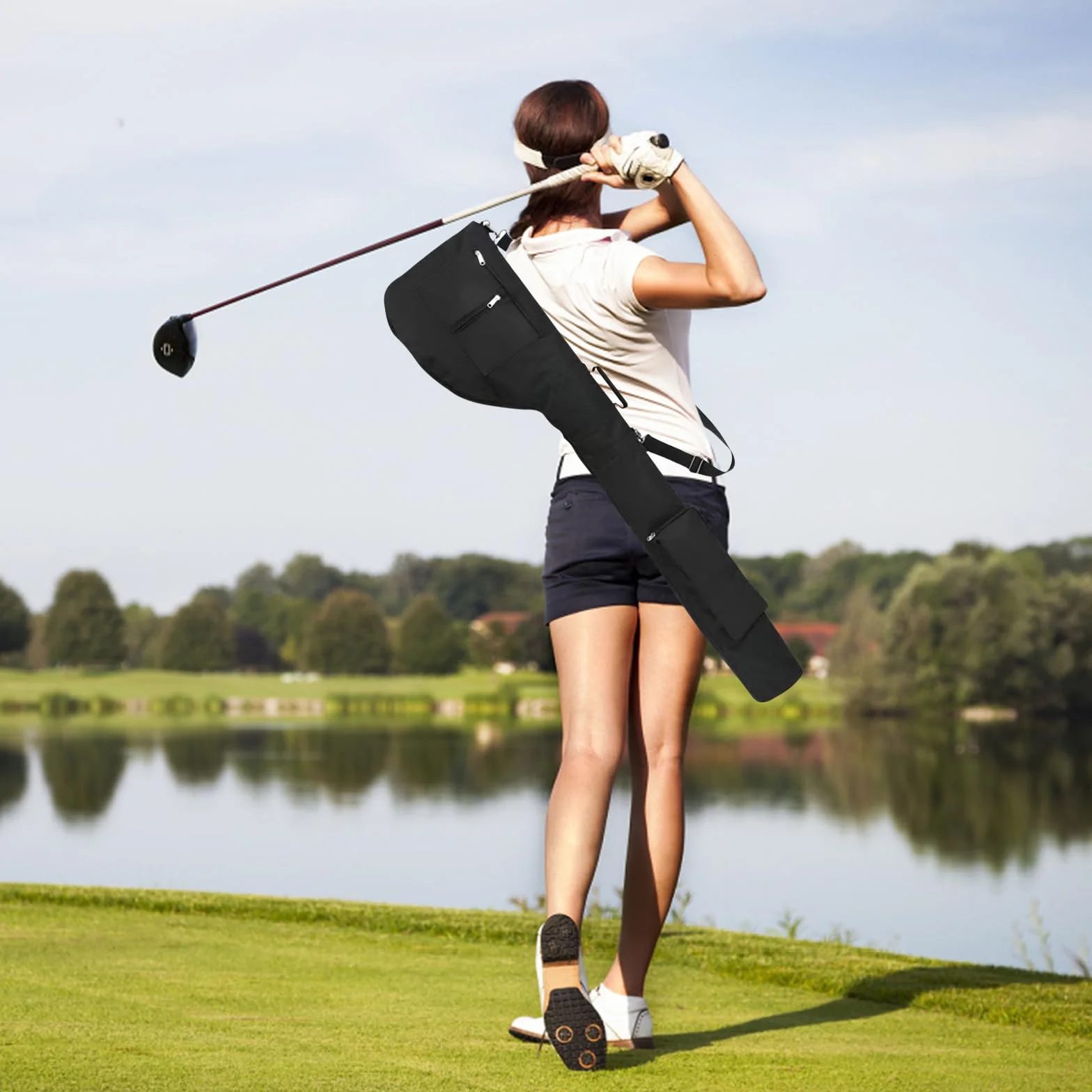 Borsa da viaggio per mazze da golf pieghevole, capacità 8-10 bastoncini