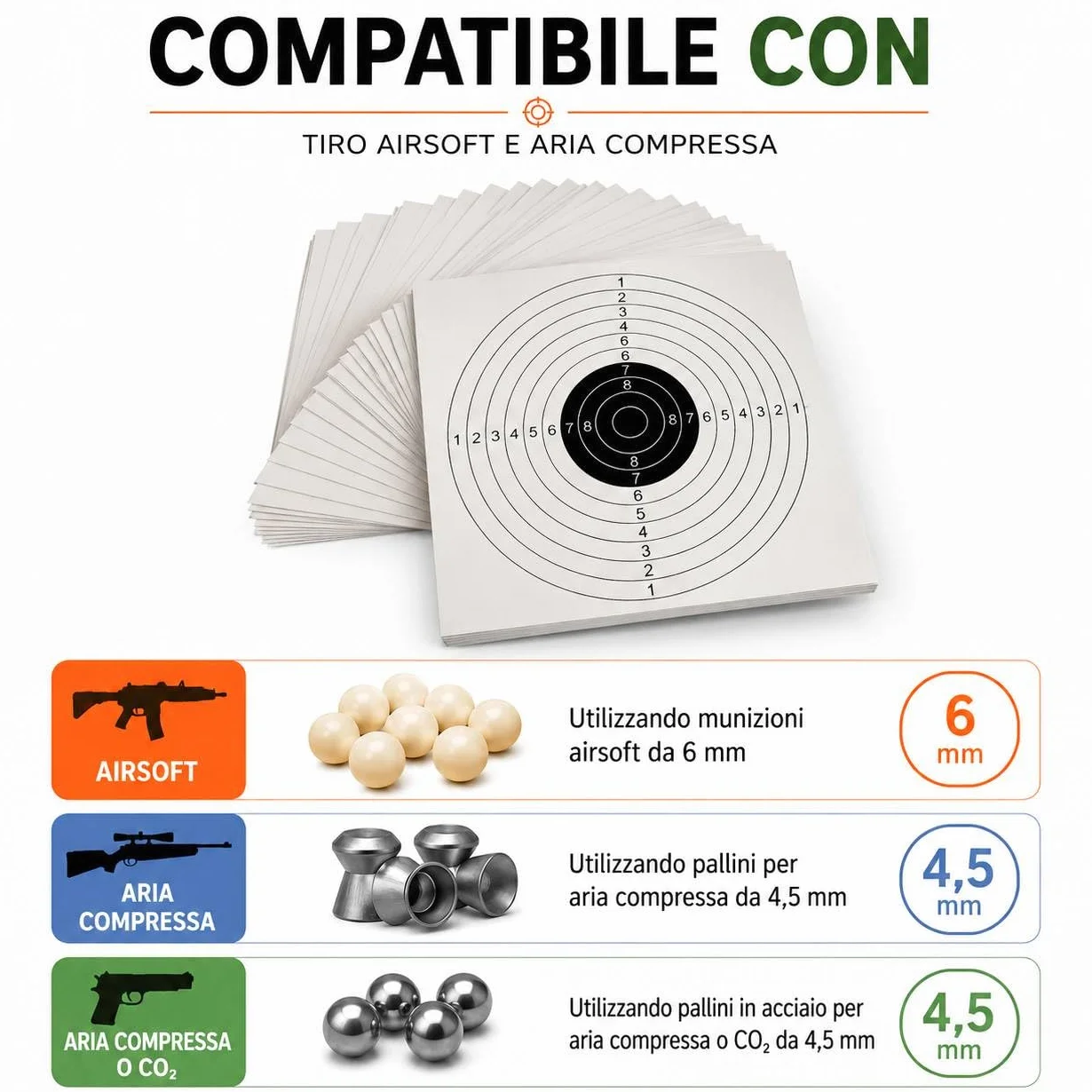 Bersagli standard 14x14 cm acciaio per tiro al bersaglio softair fucili aria compressa 50 sztuk