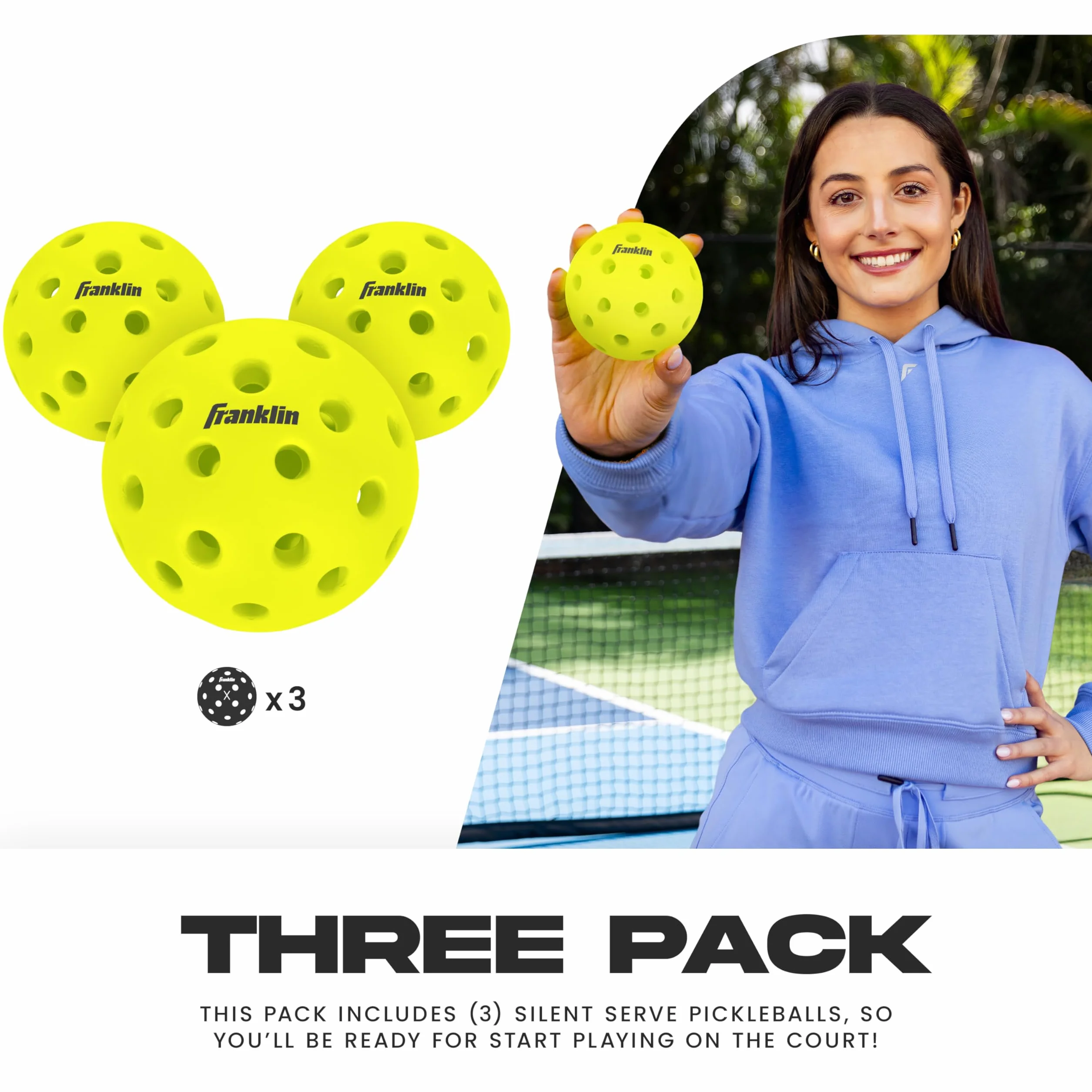 Franklin Sports Silent Serve Palline da Pickleball Silenziose Confezione da 3