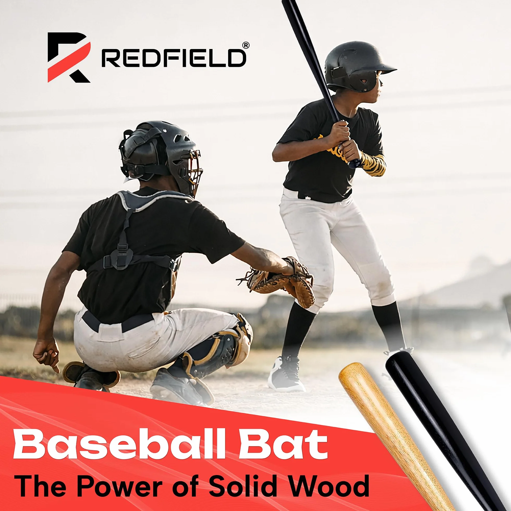 Mazza da baseball Redfield legno solido 76 cm 30 pollici naturale nero