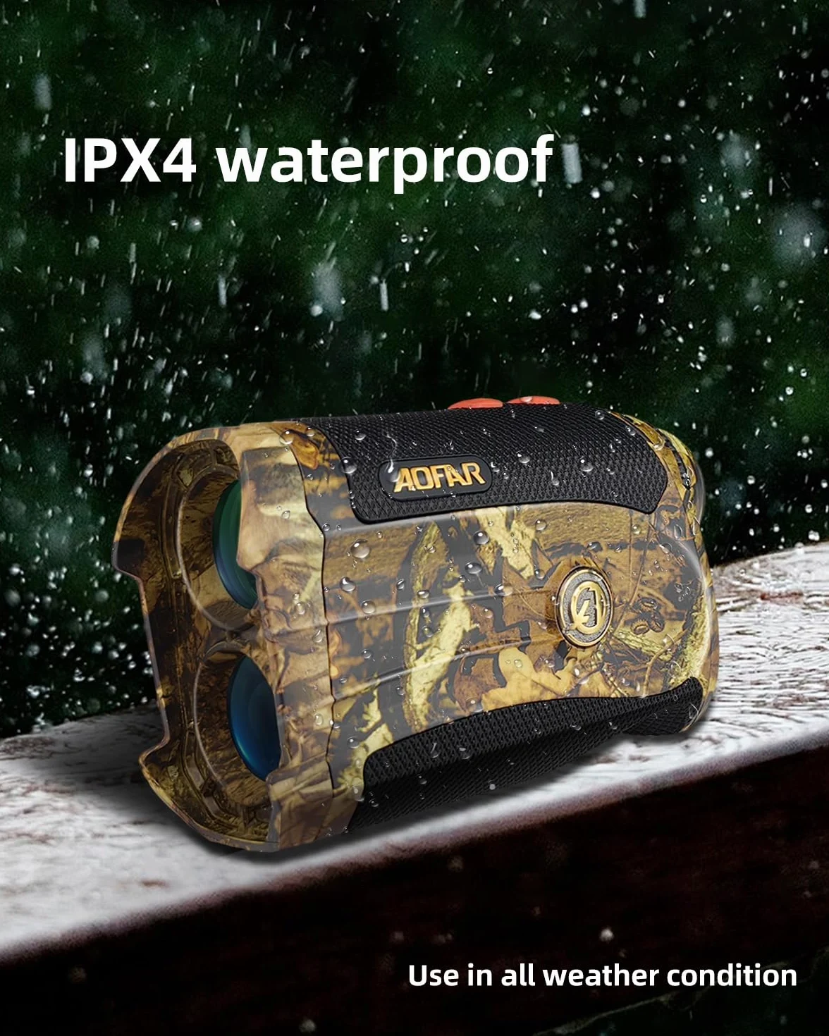 AOFAR HX-1200T Telemetro per Caccia Selvaggio Plus 1200 Metri，Camo Impermeabile, 6X 25mm, Range e Bow Modello, Imballaggio Regalo, Batteria Gratuita