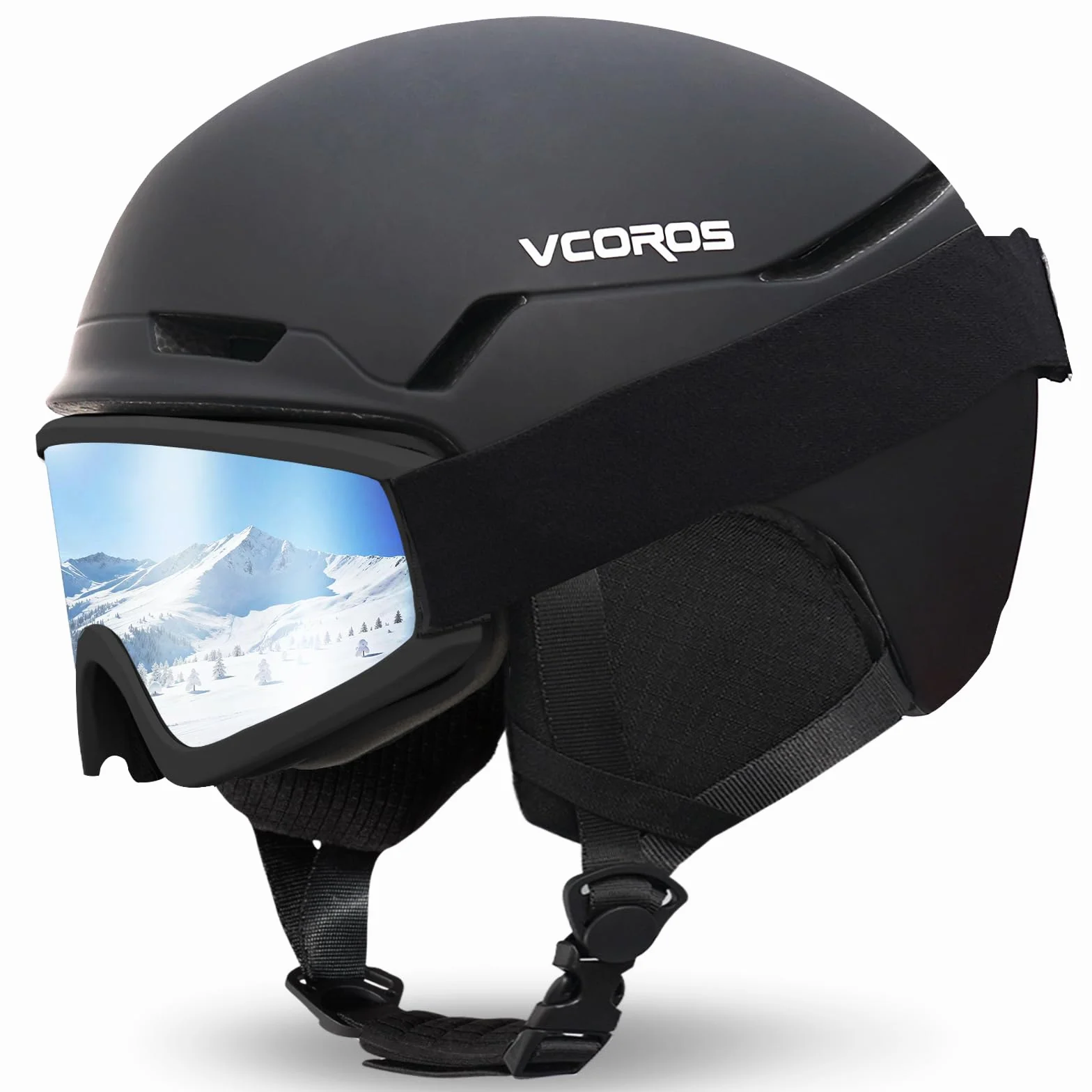 Casco da Sci con Occhiali da Sci Passamontagna Casco Sci per Uomo Donna con Cuscinetti Auricolari Rimovibili Ventilazione UV Ski Helmet per Ski