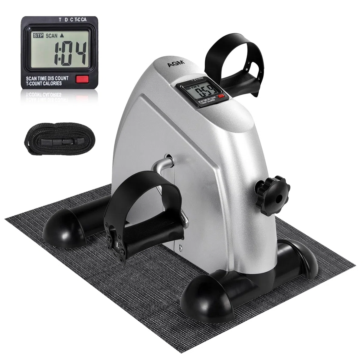 AGM Mini Cyclette, Ginnico Gambe, Ginnico a Pedali per Allenamento Braccia e Gambe Display LCD e Resistenza Regolabile
