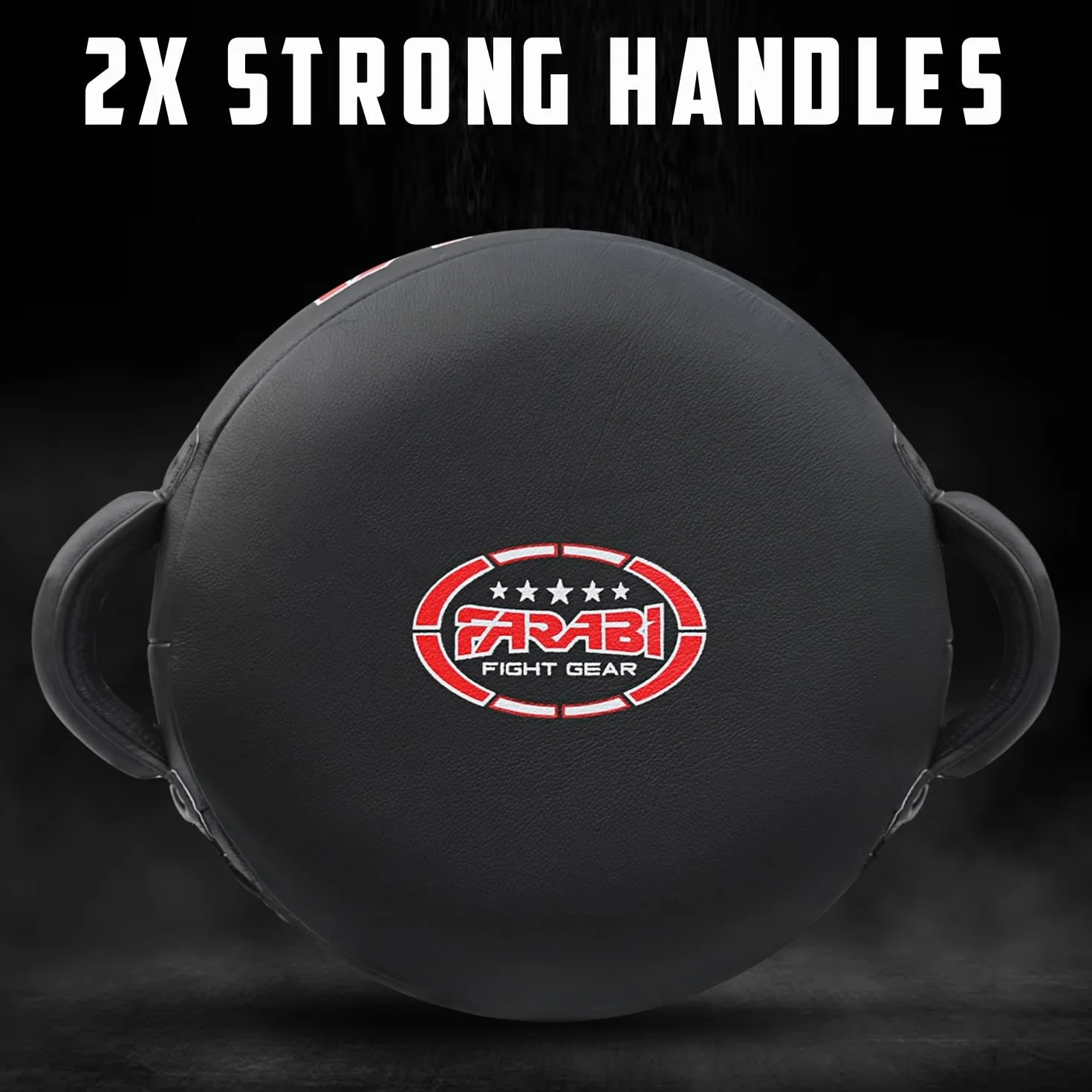 Farabi Sports Round colpitori Boxe 100% in Vera Pelle colpitori Muay Thai - Kick Pad Black colpitore Boxe MMA Muay Thai Taekwondo Kickboxing Training Scudo Boxe