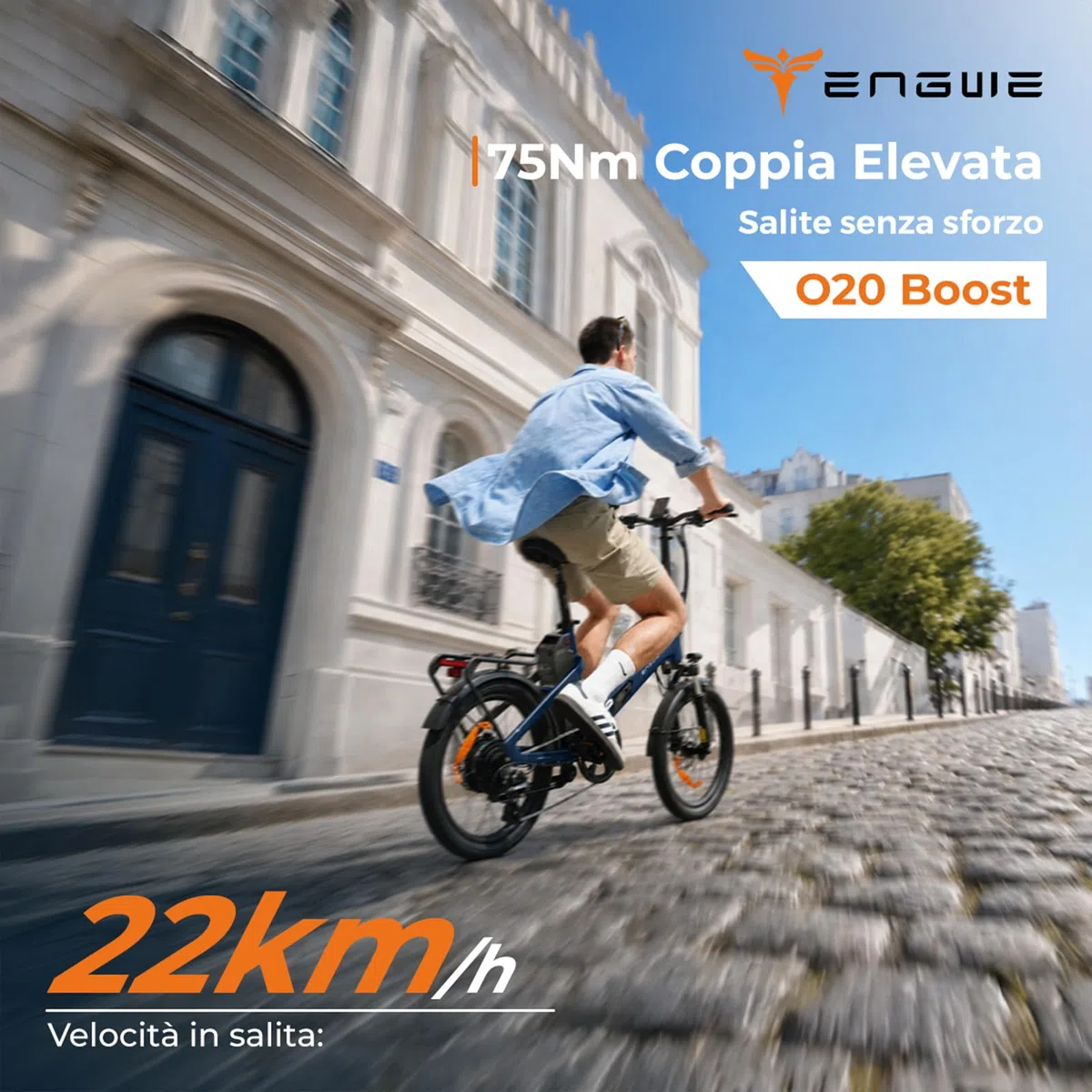 ENGWE O20 Boost Bicicletta Elettrica Pieghevole | 48V 15Ah Batteria, Ricarica Rapida in 3.5 ore e Protezione Della Batteria Tramite BMS, Sensore di Coppia, Coppia di 75 Nm