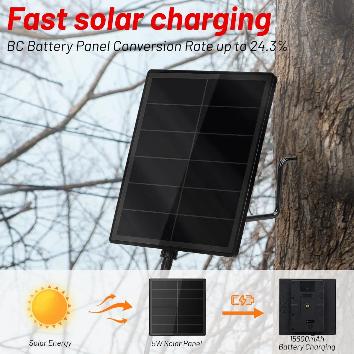 D5 - Mini pannello solare 3 in 1, 5 W, batteria da 5200 mAh con uscita DC5521 3,7 V per dispositivo IoT LoRa Node