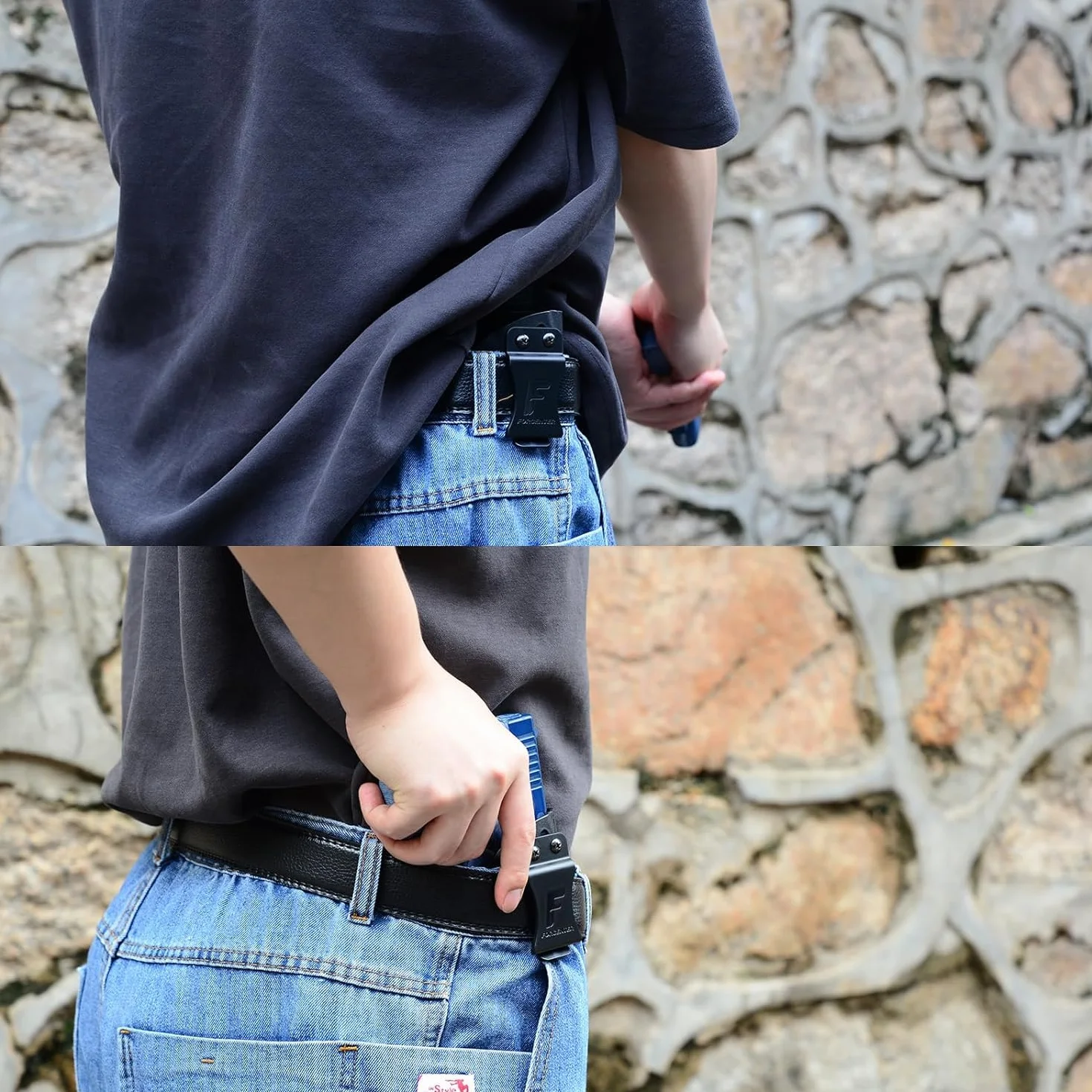 BOOSTEADY Fondina Pistola con IWB KYDEX per Glock 19 19X 17 26 32 44 45 Gen (1-5) Pistola, Fondina per Pistola Nascosta per Mano Destra