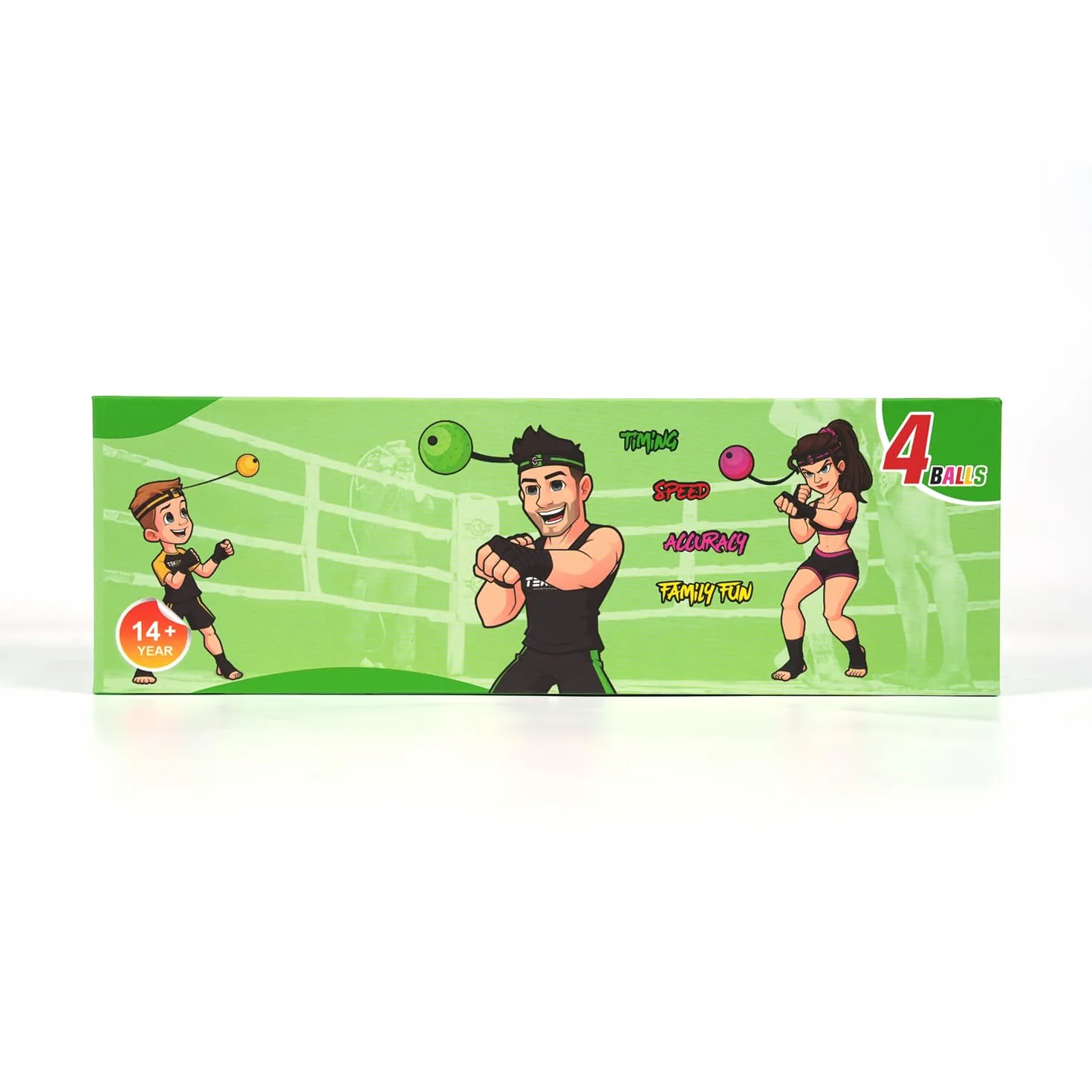 TEKXYZ Reflex Ball Family Pack, 4 diverse palline da boxe con fascia, perfette per reazione, agilità, velocità di pugno, abilità di combattimento e coordinazione occhio-mano