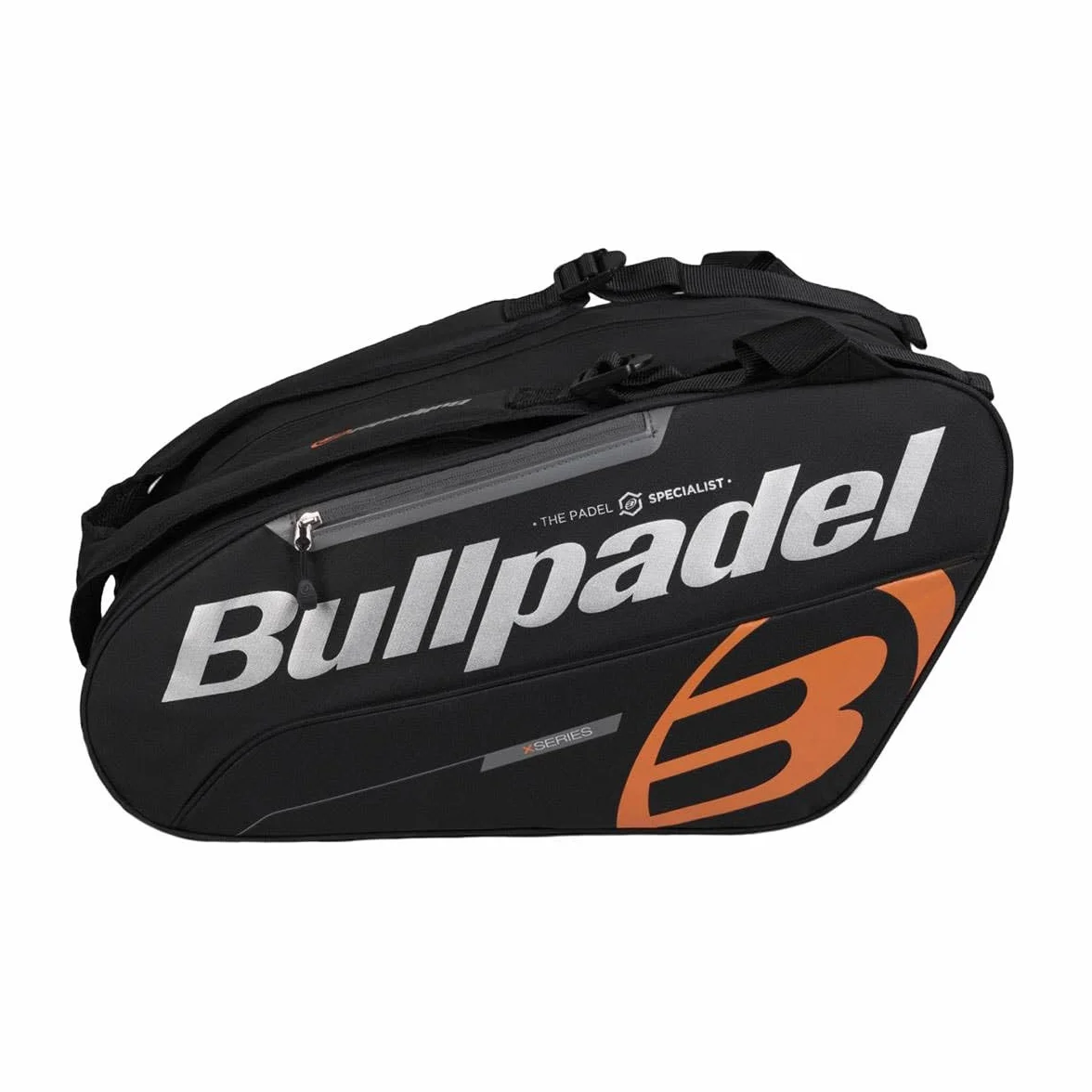 Bullpadel Tour torba na rakiety czarna z pomarańczowymi i białymi detalami