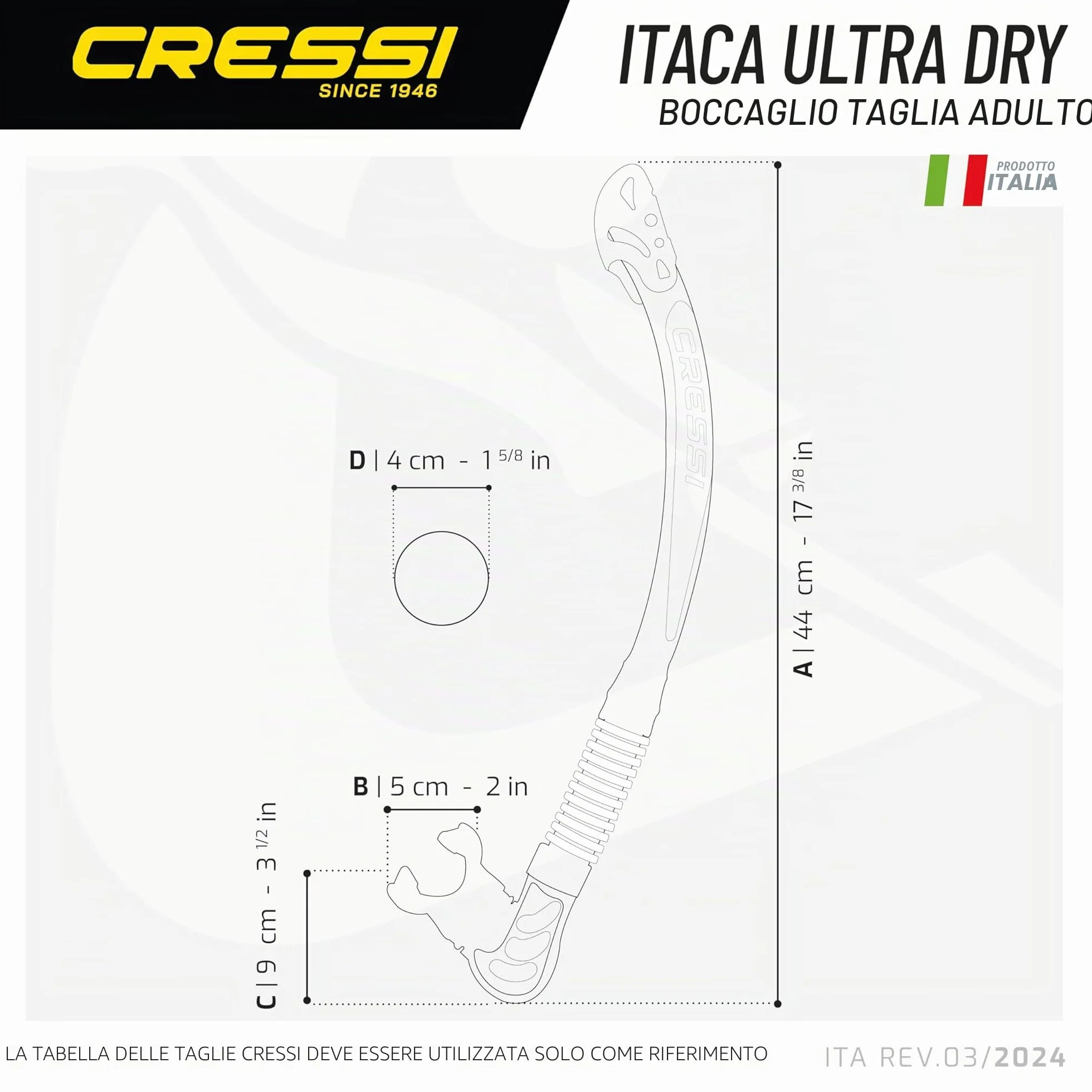 CRESSI Alpha Ultra Dry Snorkel Aeratore Dry per Immersione Apnea e Snorkeling