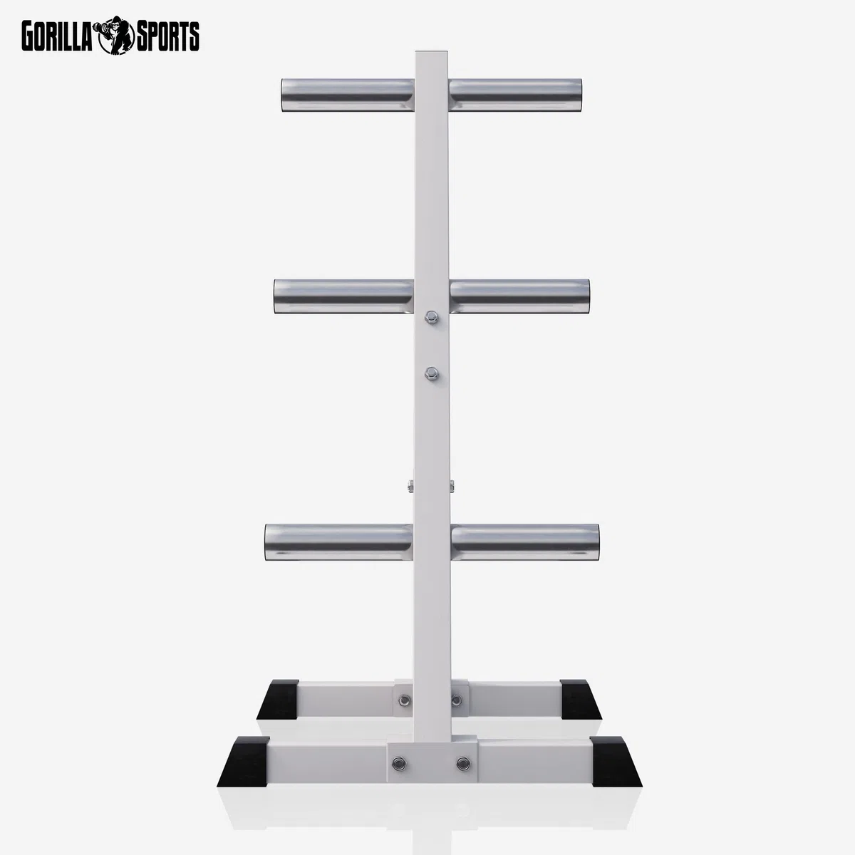 Gorilla Sports® Porta Pesi - 7 Aste, per Dischi da 50 mm, Carico Massimo 350 kg, in Acciaio, Nero o Bianco - Rastrelliera, Supporto per Piastre Pesi, Espositore, Rack, Albero, da Fitness, Palestra
