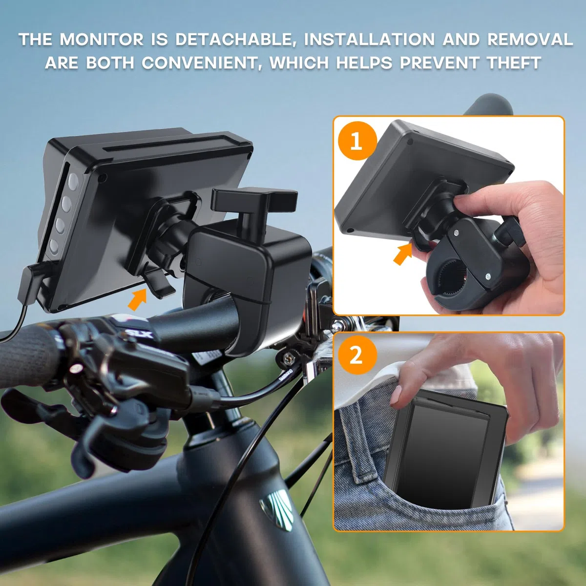 PARKVISION Kit Specchio Retrovisore per Bicicletta con Batteria 8000mAh - Telecamera Posteriore Bici AHD 1080P, Monitor 4,3", Visione Notturna, per MTB, E-Bike e City Bike
