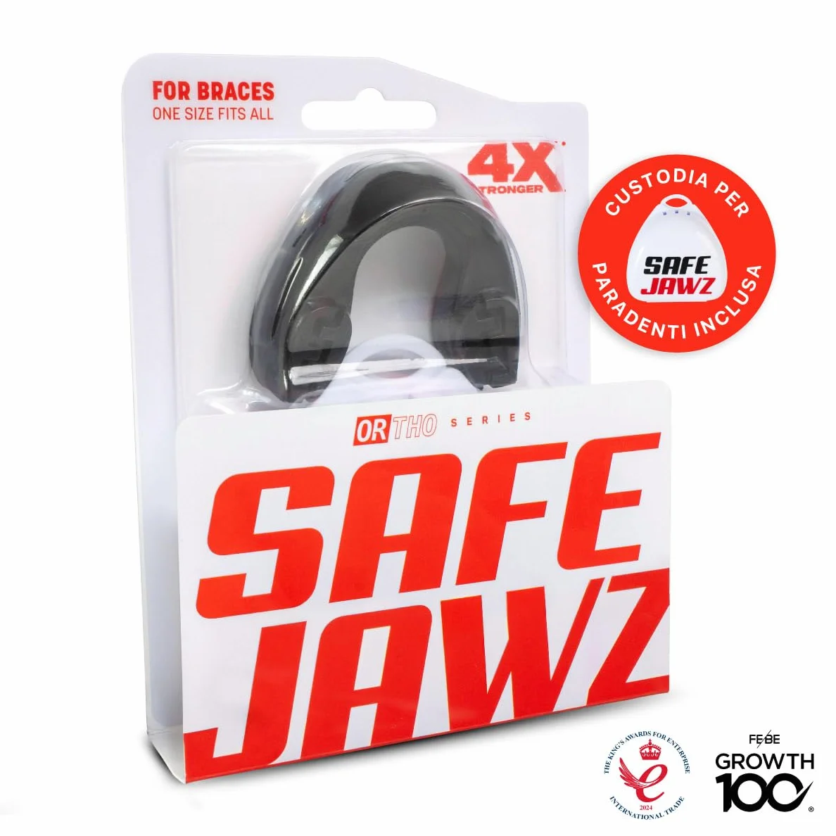 SAFEJAWZ Ochraniacz Sportowy Kontakt Pełny Rugby MMA Hockey Kickboxing Boks (Czarny)