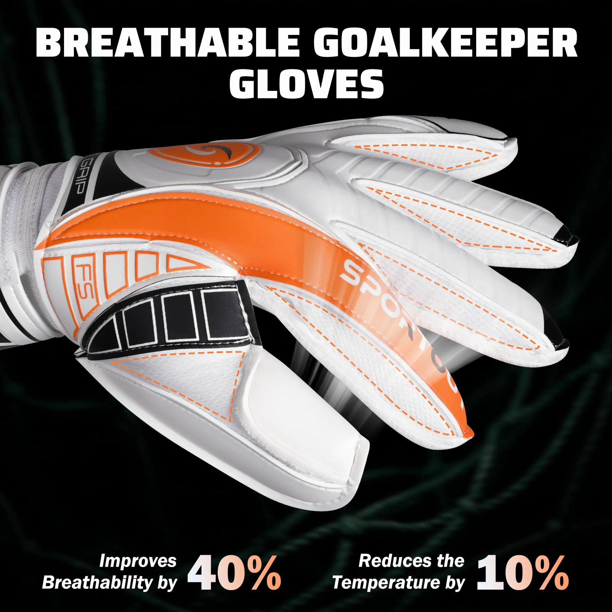Sportout Guanti da Portiere con Protezione Dita 4 mm Lattice Uomo Bambini Adulti