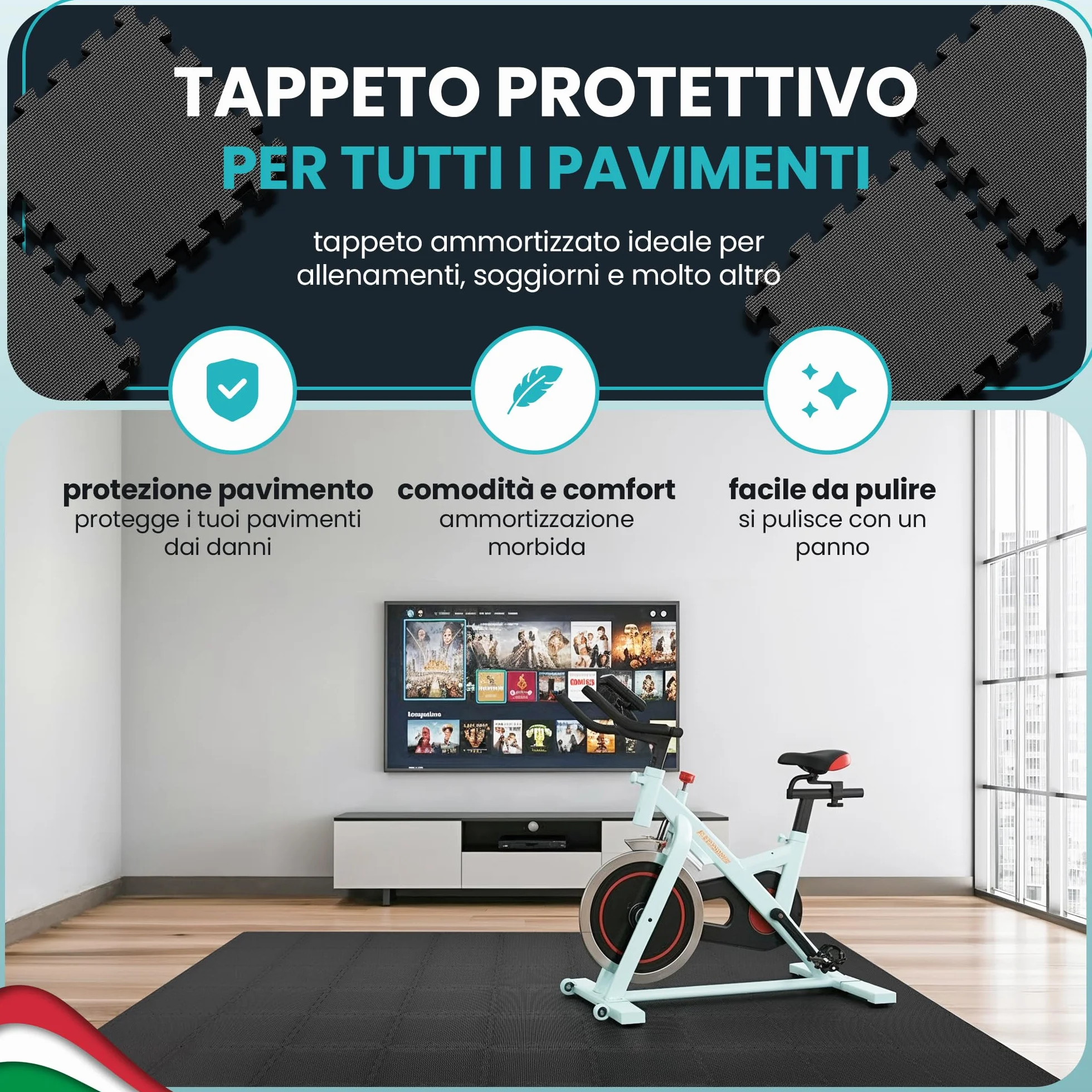 Tappeto Da Fitness A Puzzle Set Da 21 Tappetini Antiscivolo Palestra Componibile Protezione Antiurto Pavimenti
