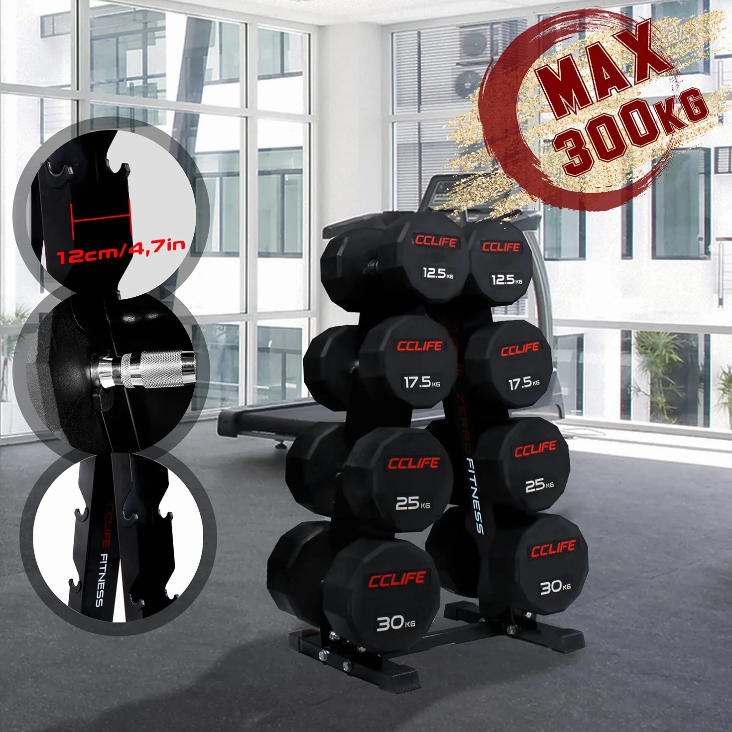 CCLIFE ZERRO Rastrelliera Manubri Porta pesi manubri Supporto per manubri per Palestra Casa(capacità di Peso 300 kg,No Manubri)
