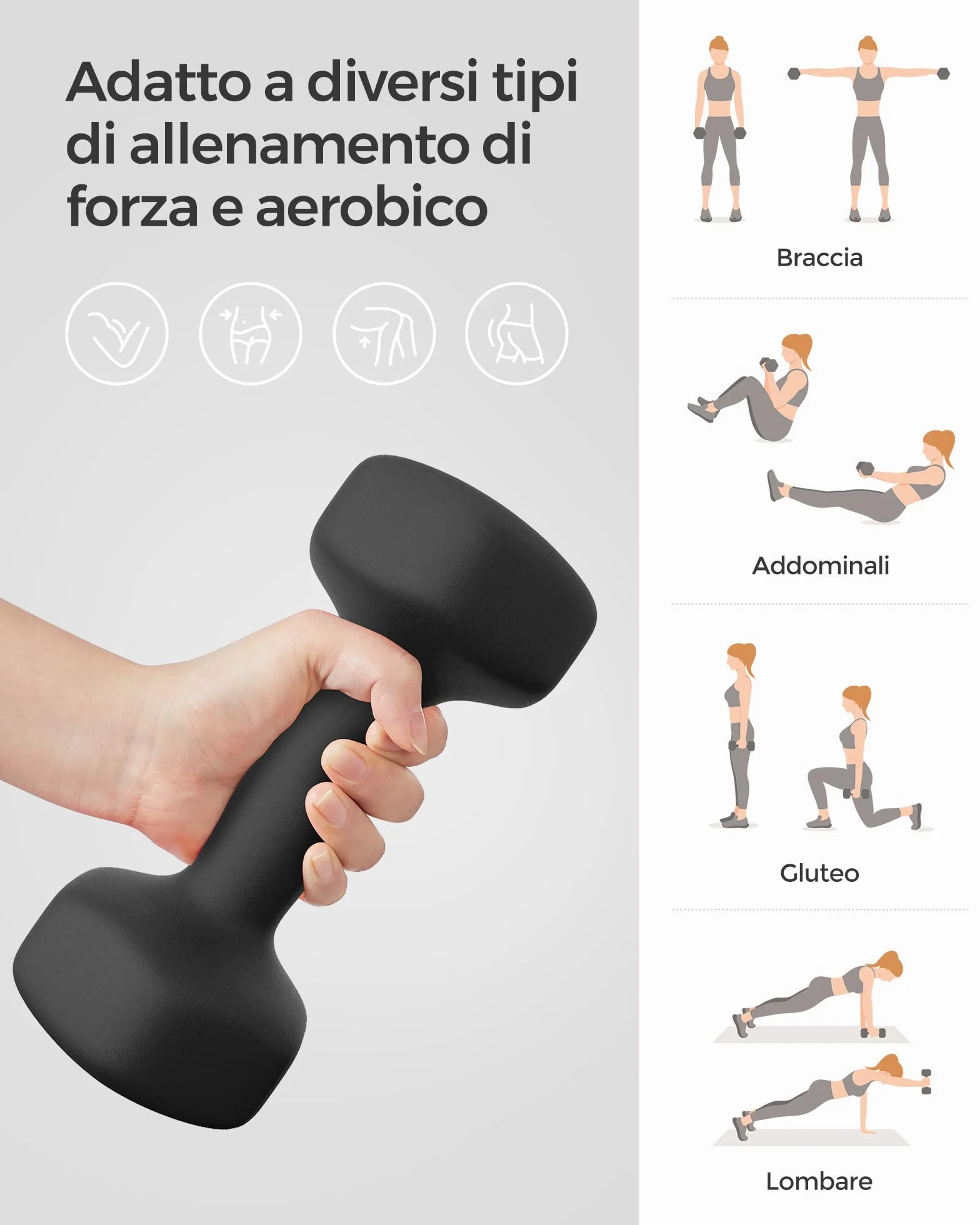 SONGMICS Set di 2 Manubri Esagonale con Superficie in Vinile per Fitness