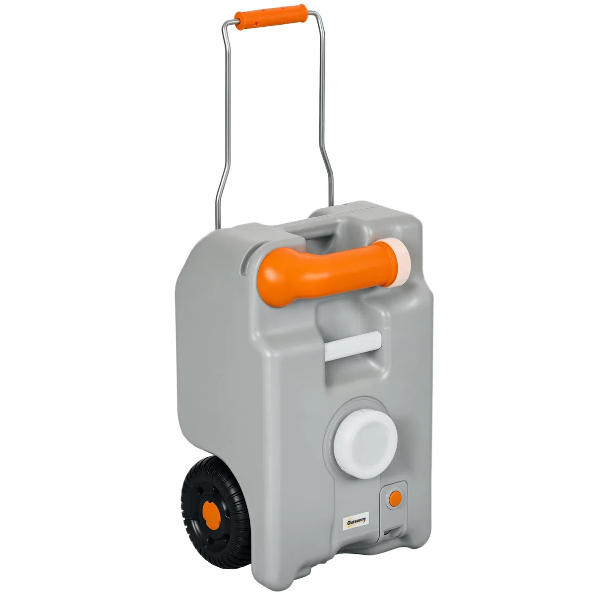 Outsunny Serbatoio Acqua 22L da Campeggio con Ruote, Tanica Acqua Reflue per Camper e Roulotte con Maniglia, Tubo e e Beccuccio Girevole, Grigio