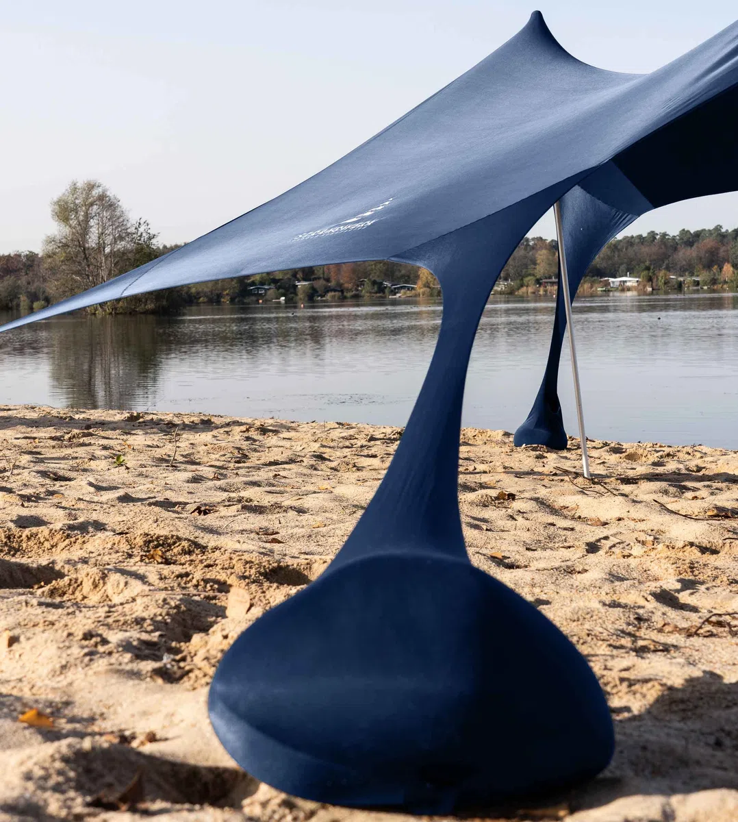 Tenda da spiaggia in lycra di alta qualità, tenda da spiaggia pop-up, con aste in alluminio e ancora di sabbia "Ole", blu scuro
