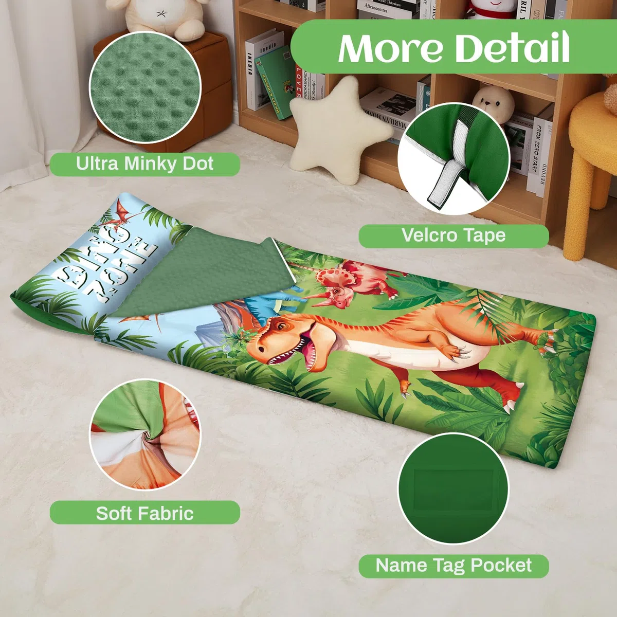 Sacco a Pelo per Bambini con Cuscino e Doppia Cerniera, 150x60 cm Nap Mat per Bambini, Ideale per Casa, Asilo, Scuola Materna e Campeggio