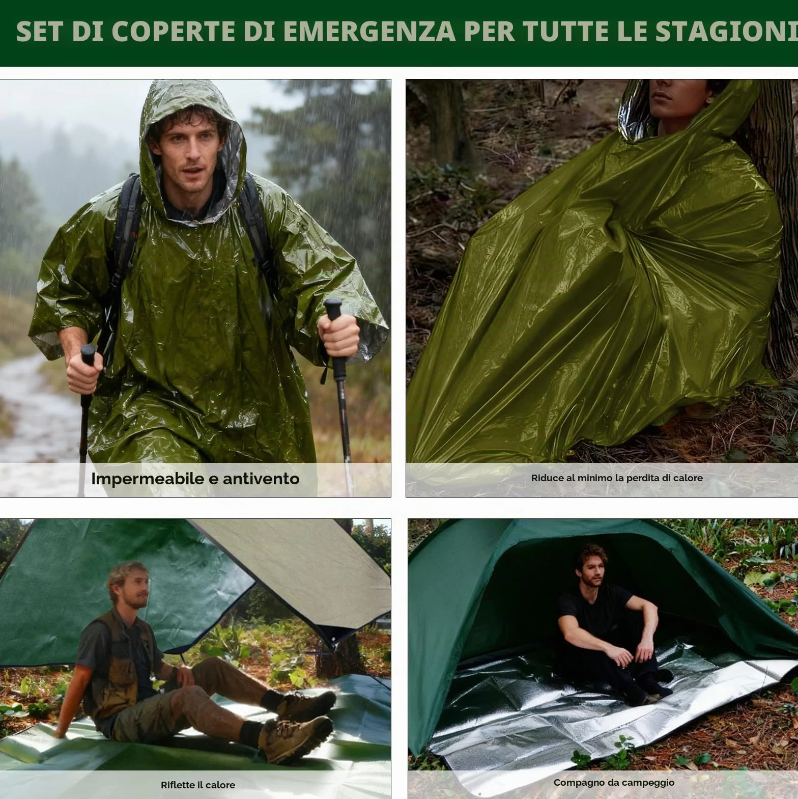 EASTSTORM Robusta Coperta Termica Emergenza Riutilizzabile 150x210 cm Impermeabile Telo Campeggio