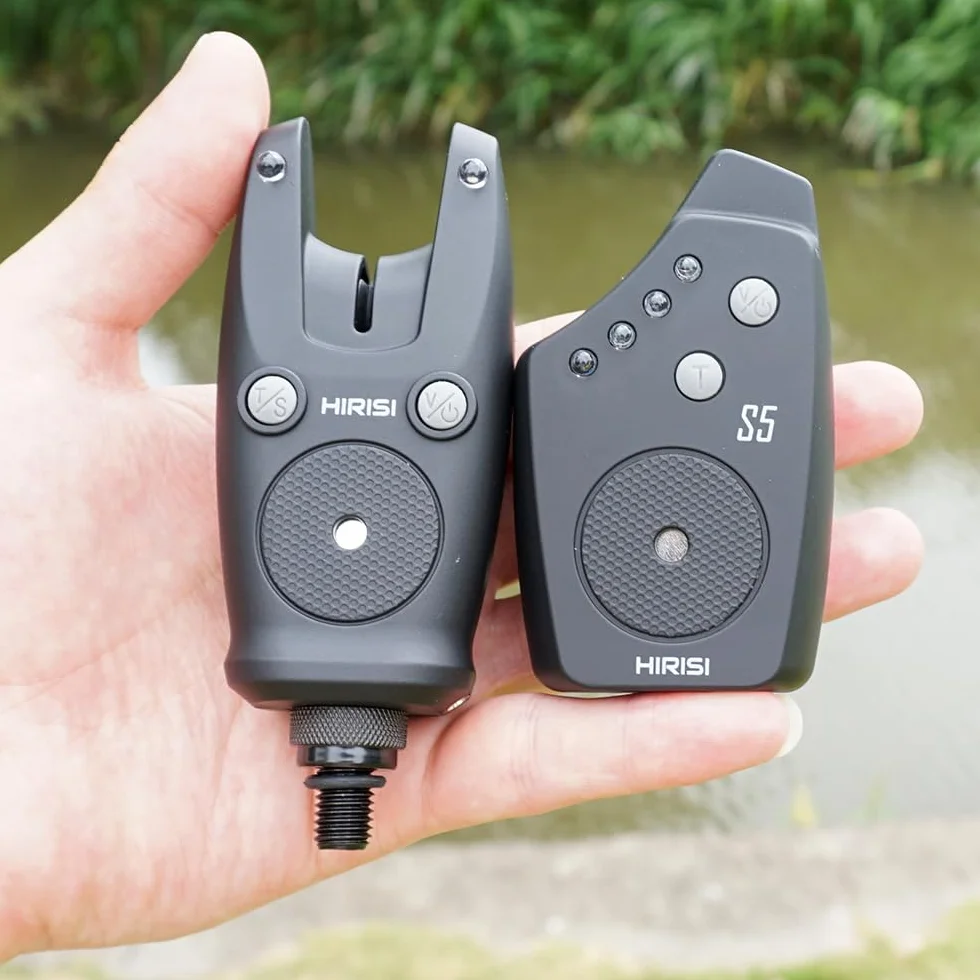Hirisi Tackle Allarme di morso di pesca wireless impostato in borsa per il trasporto (FBM-S5-3)