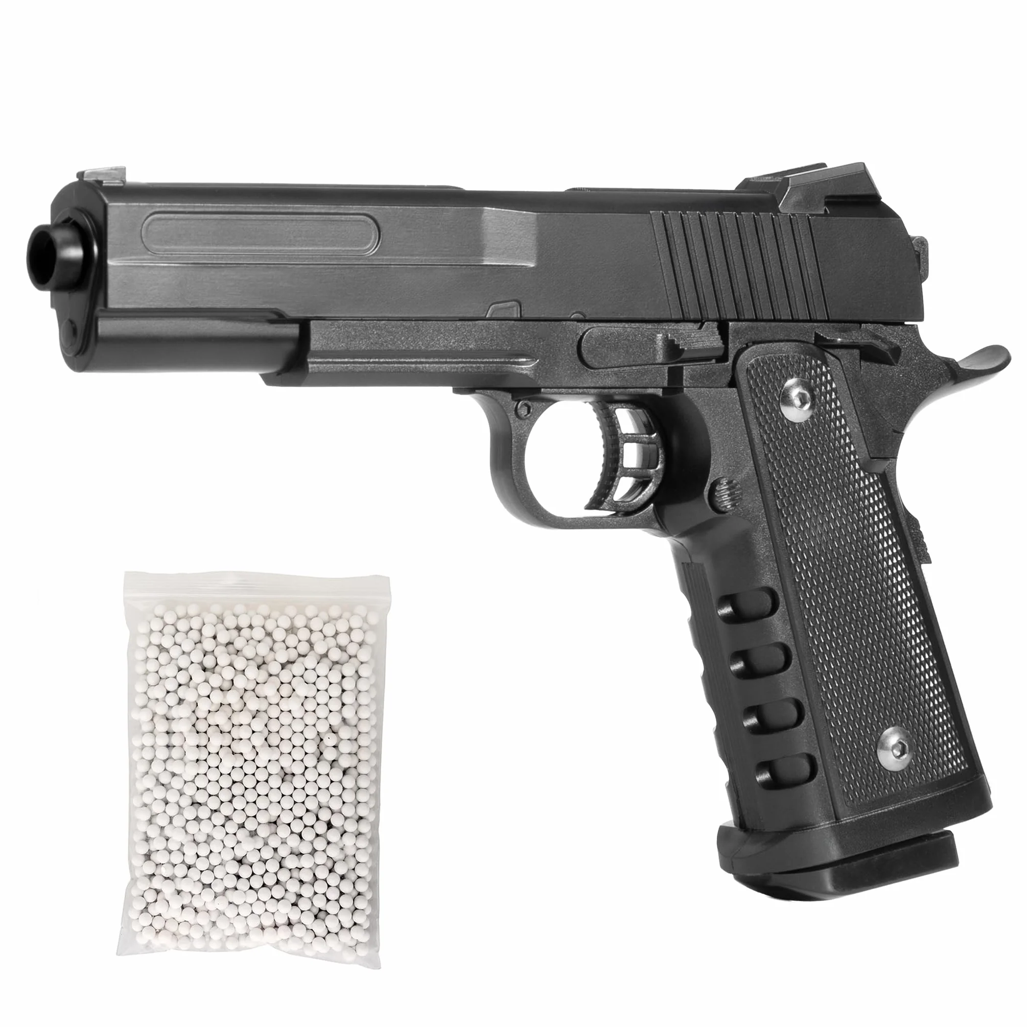 Pistola softair a molla Vigor V304 0,9 Joule 12 colpi 235x155x33mm 360g bundle 1000 pallini 6mm