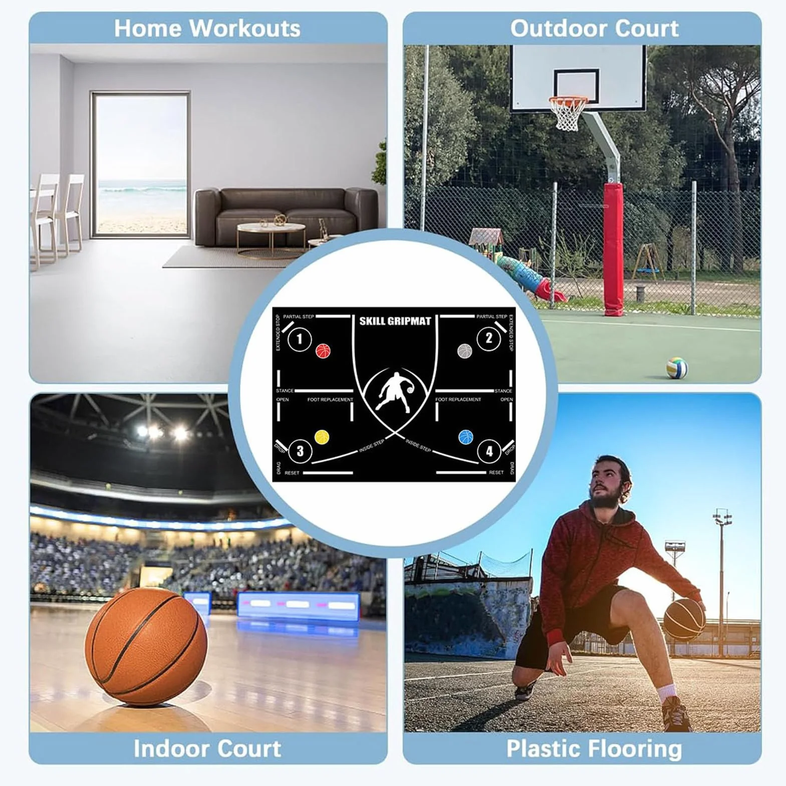 Mat Di Allenamento Da Basket, Tappetino PAS 120 x 86 cm Antiscivolo Portatile